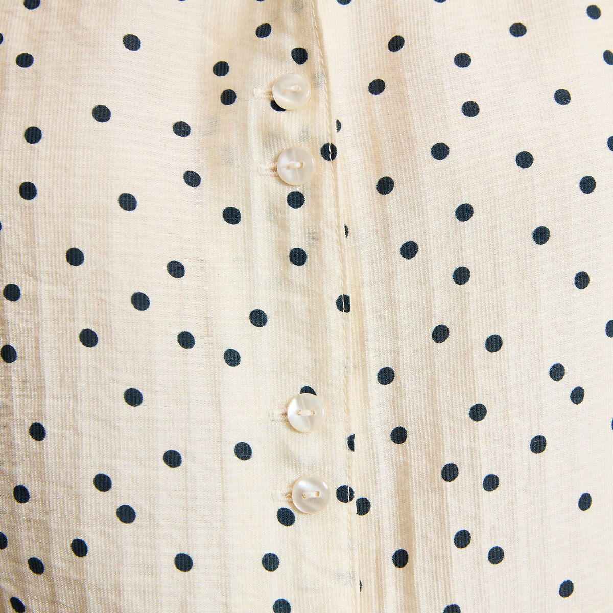 Blouse col rond manches courtes à pois imprimé pois fond écru, LA REDOUTE COLLECTIONS