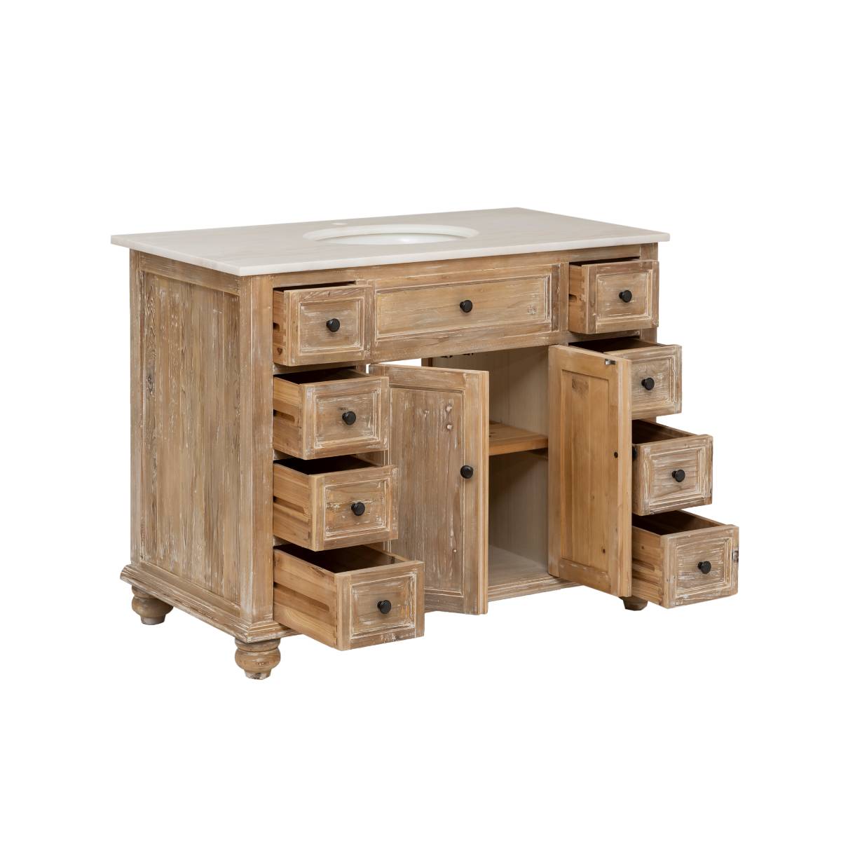 Meuble sous vasque en bois massif OCTAVIE bois clair, MADE IN MEUBLES 