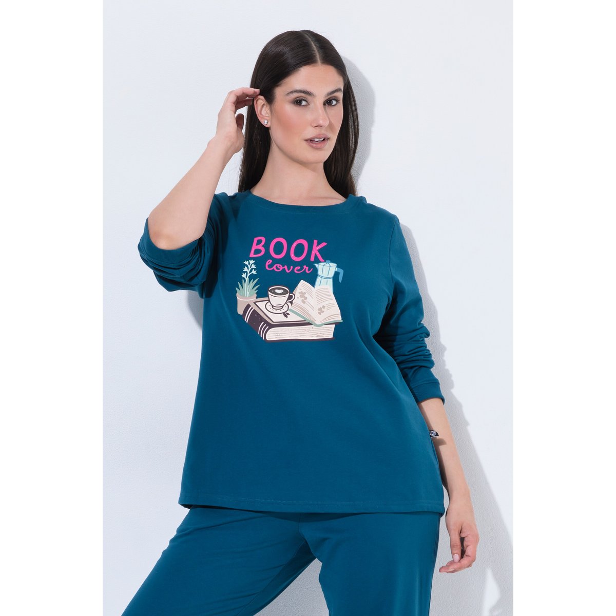 Sweat-shirt collection Loungewear pétrole foncé, ULLA POPKEN
