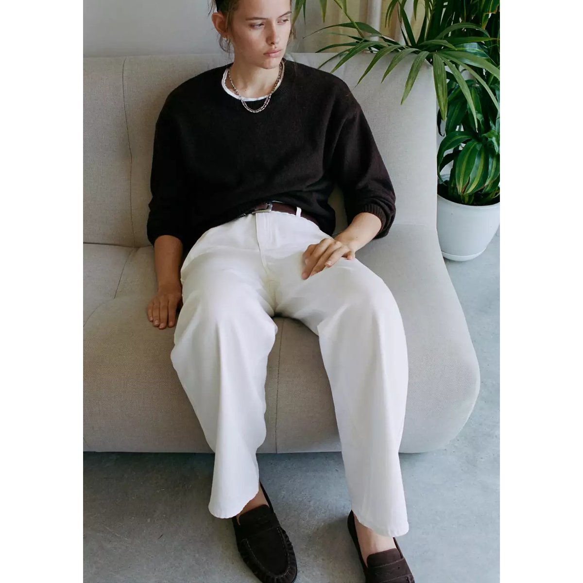 Pull-over col côtelé marron, MANGO TEEN