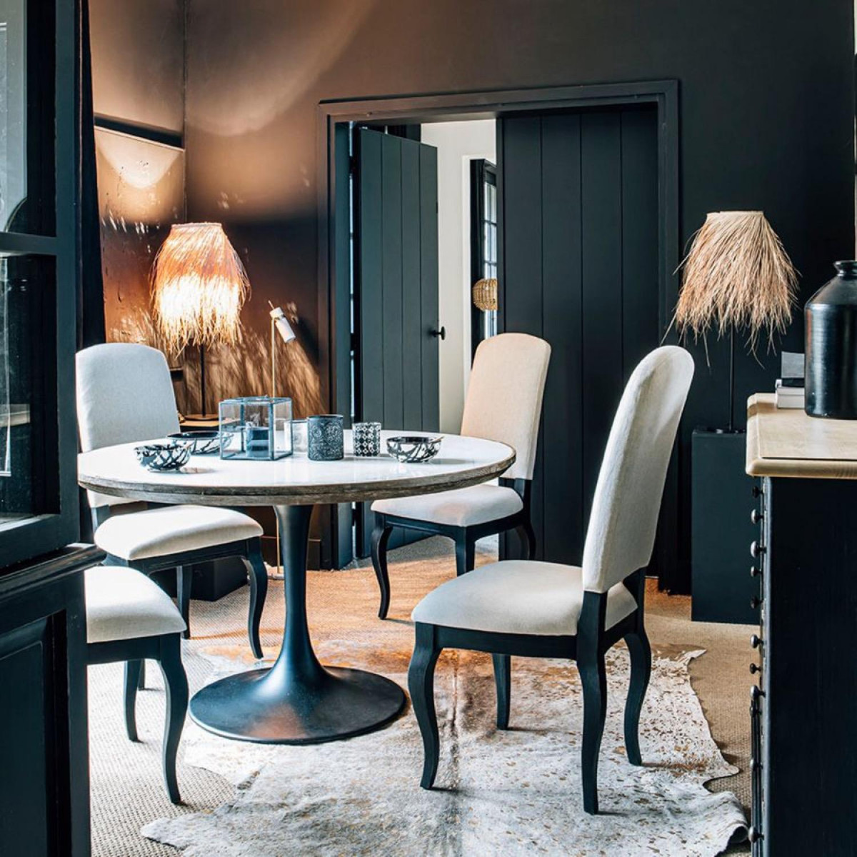 Table ronde plateau marbre - MINÉRAL blanc, INTERIOR'S