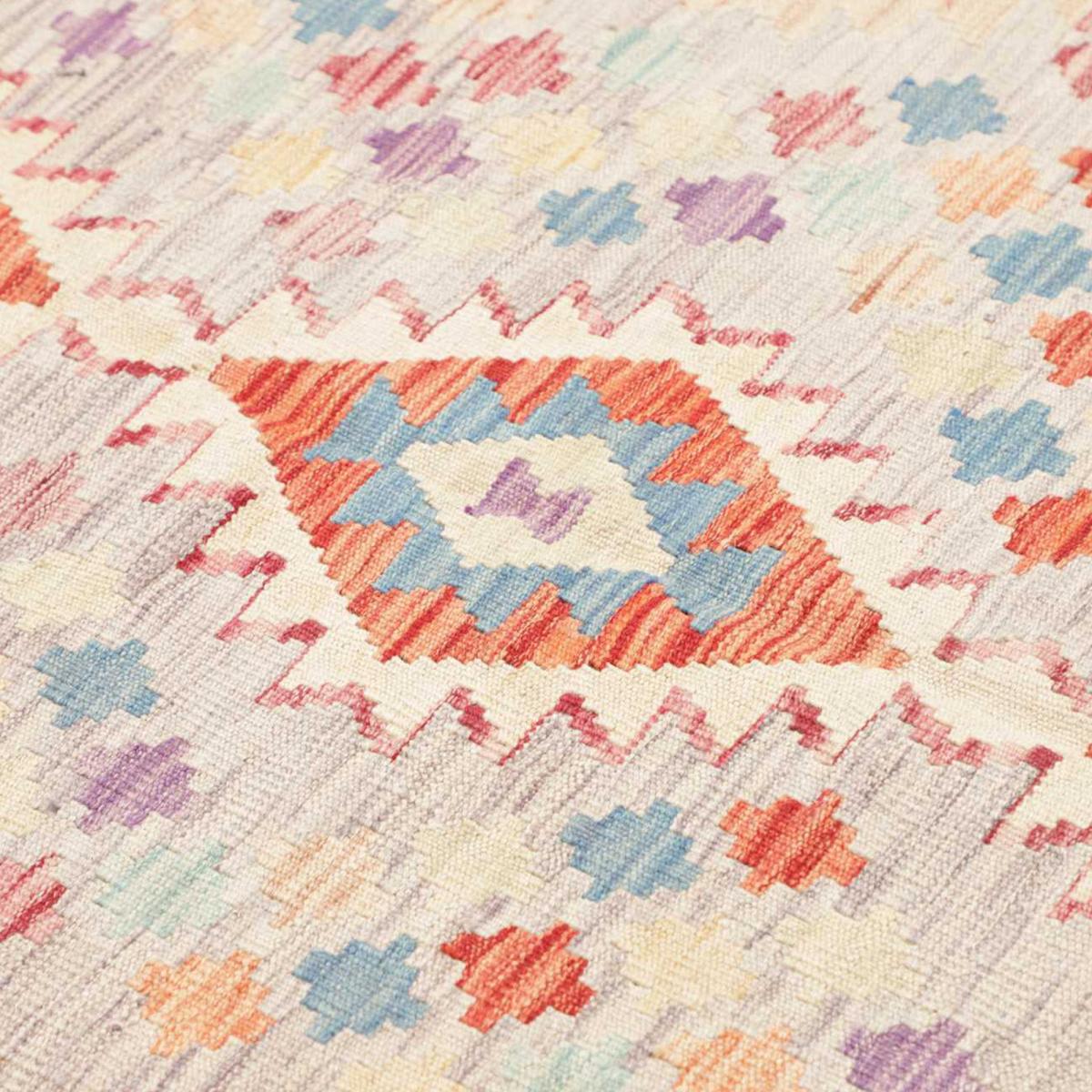 Tapis kilim au motif ethnique, tissé plat en laine, KILIM 42 multicolore, rouge, violet, UN AMOUR DE TAPIS