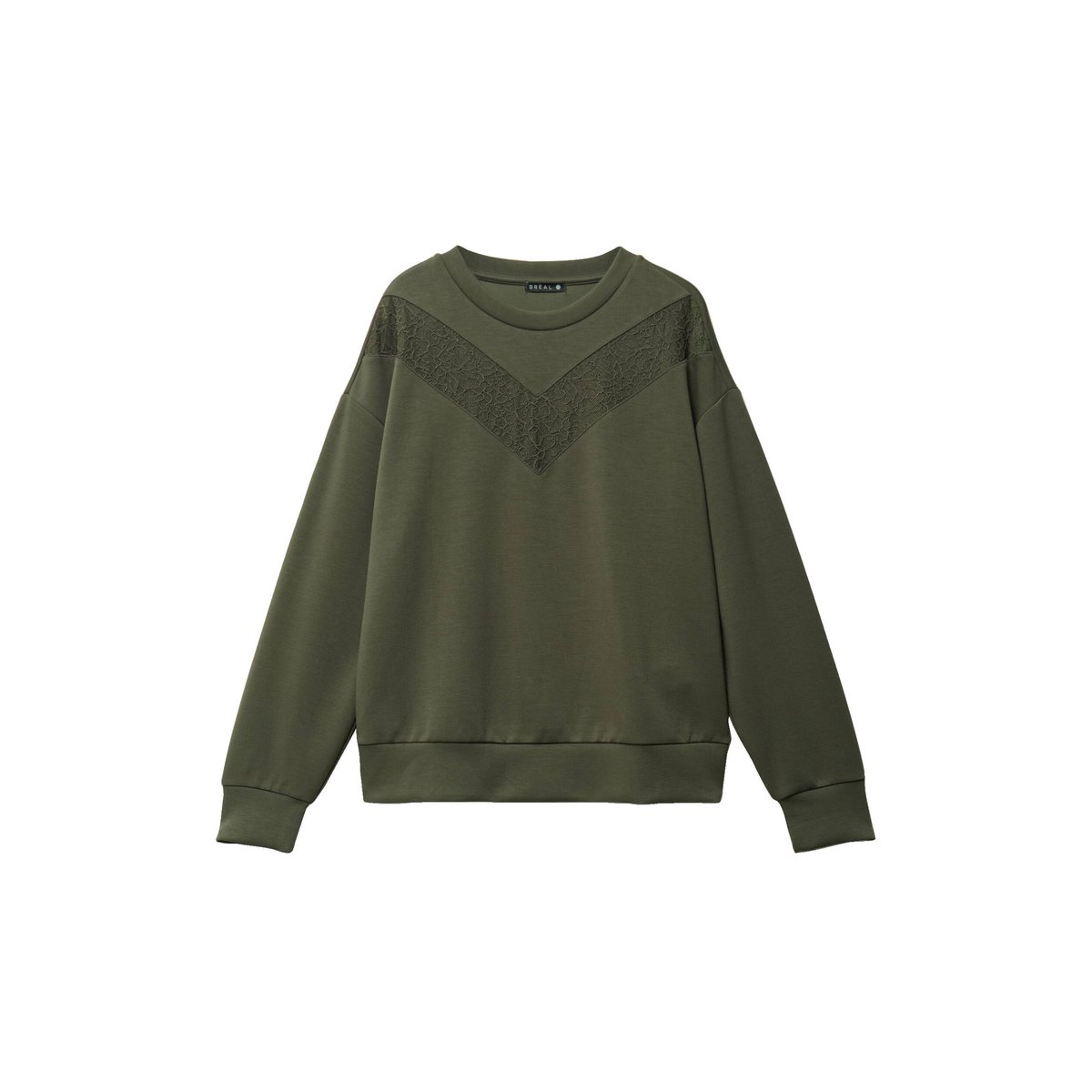 Sweat manches longues détail dentelle vert kaki, BREAL