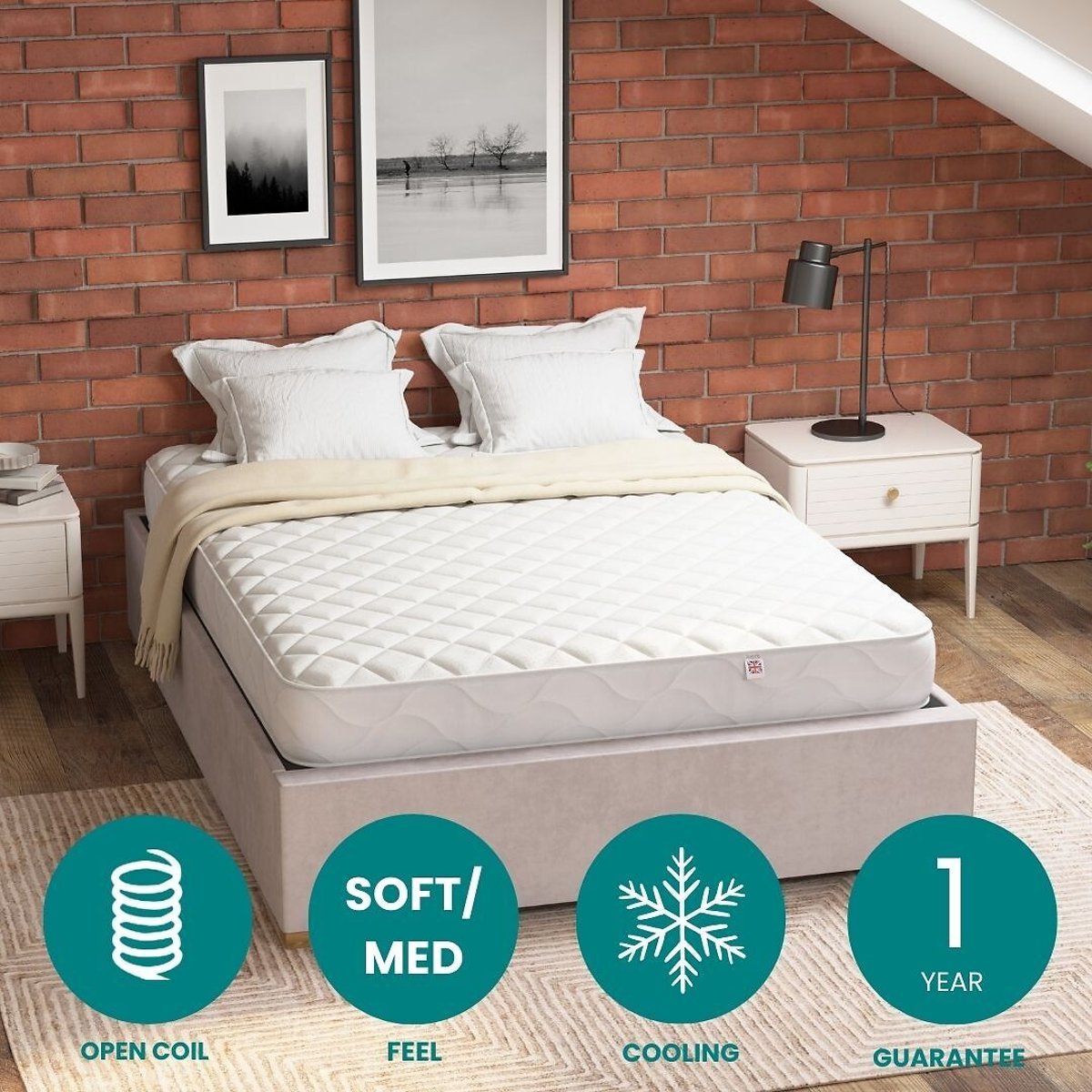 Aspire Essentials Cool-Touch Open Coil Mattress white, ASPIRE