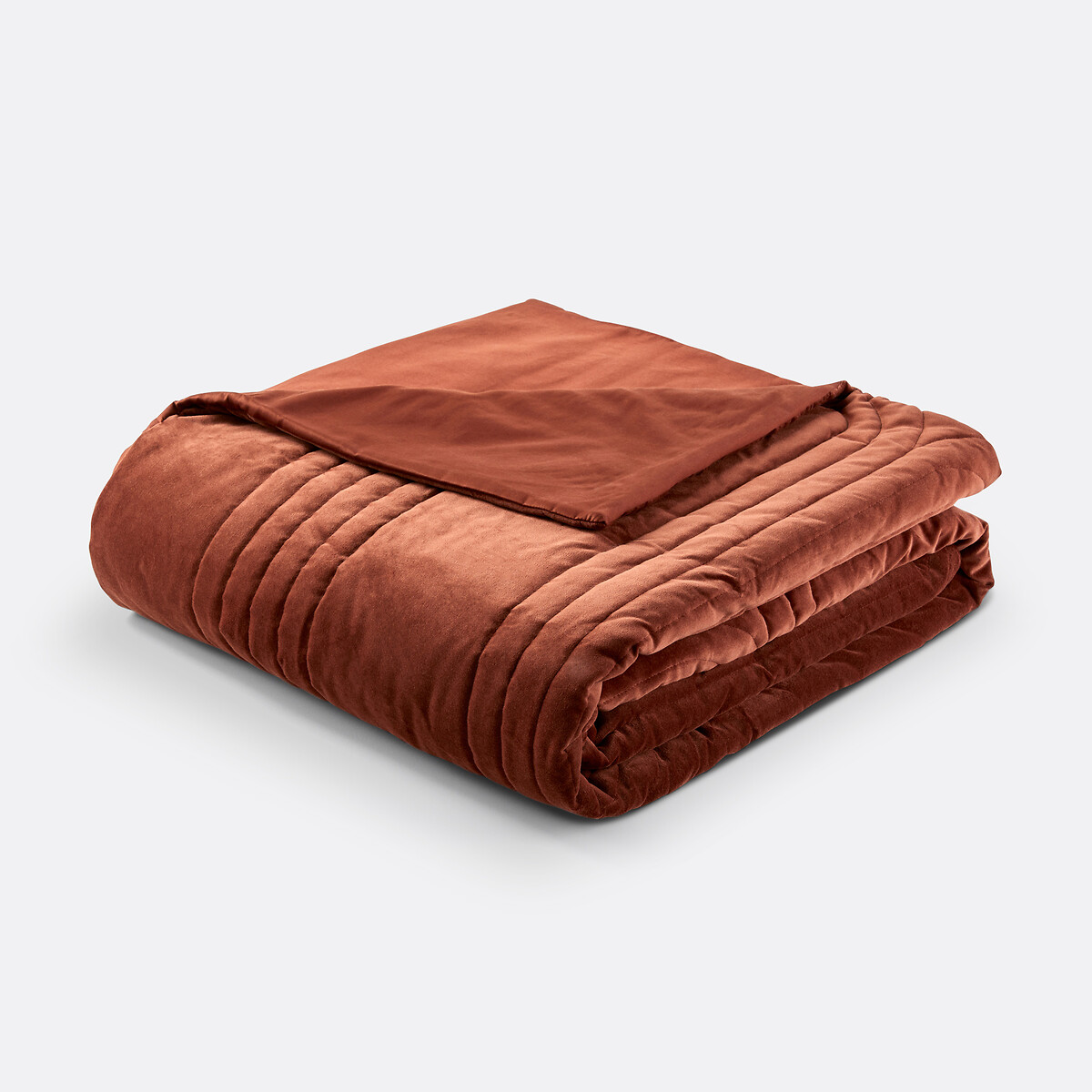 Gematelasseerde beddensprei in kantoenfluweel Honorine terracotta , LA REDOUTE INTERIEURS