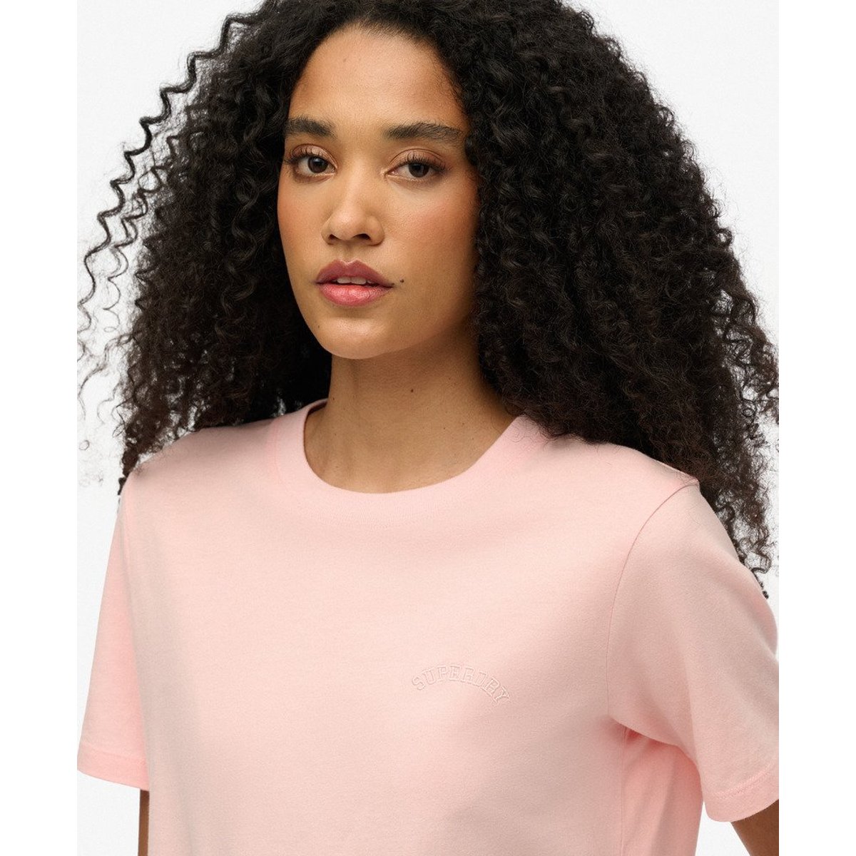 T-shirt à logo brodé Essential rose pâle, SUPERDRY