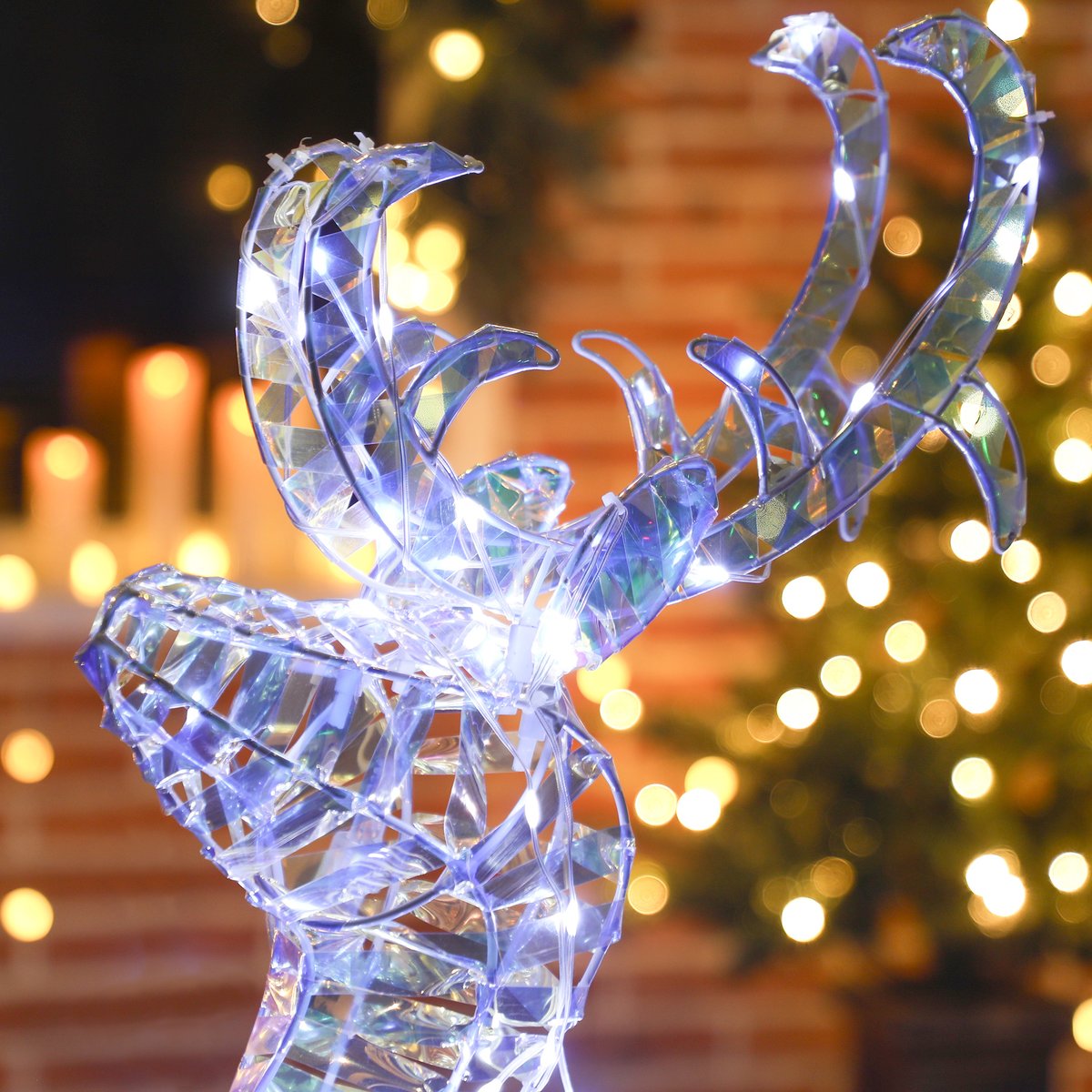 Décoration de Noël lumineuse PP Argent bleu, OUTSUNNY