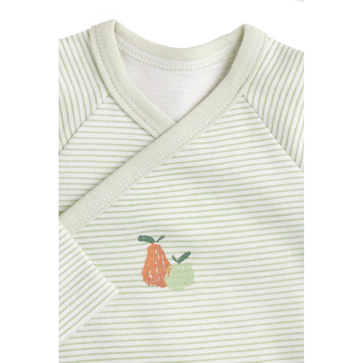Bodies bébé manches longues en coton lot de 3 vert/blanc, SAUTHON