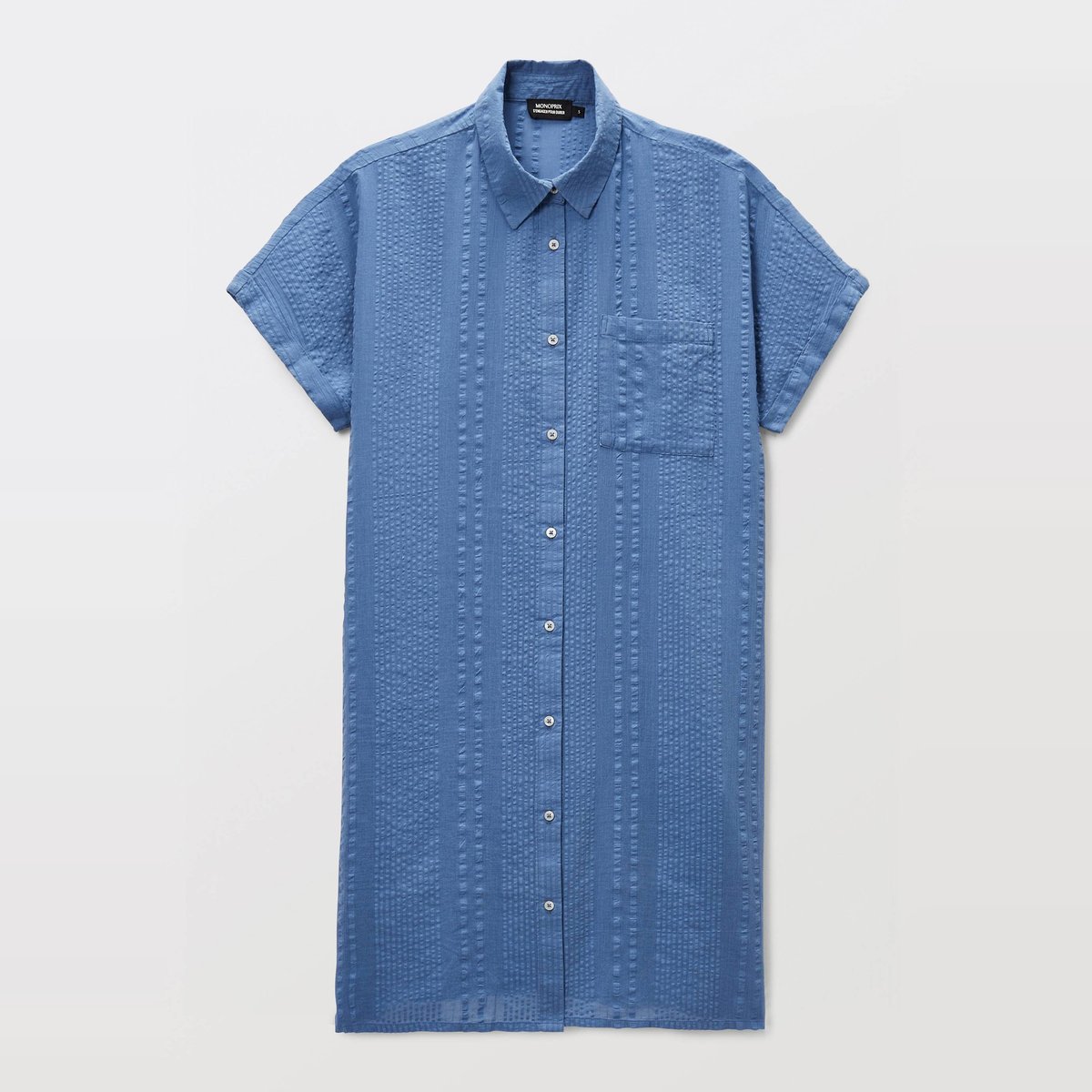 Chemise de nuit unie en coton riviera, MONOPRIX