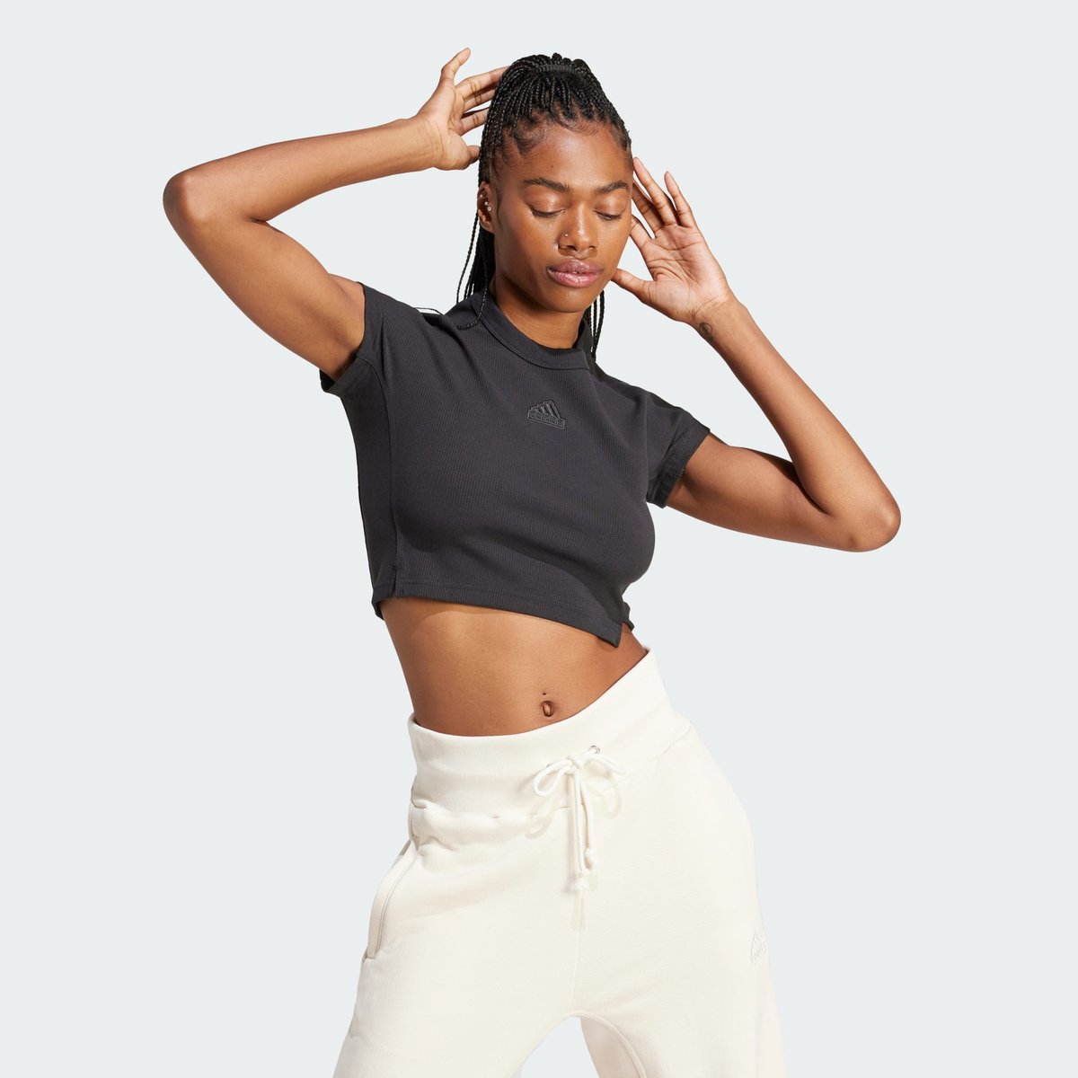 T-shirt court côtelé Lounge black, ADIDAS SPORTSWEAR