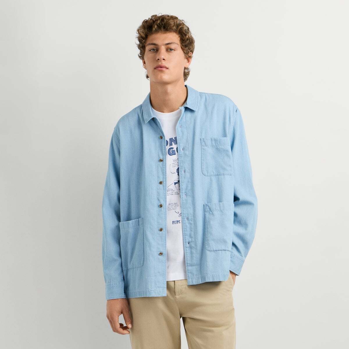 Surchemise En Denim Coupe Décontractée bleu clair, PEPE JEANS