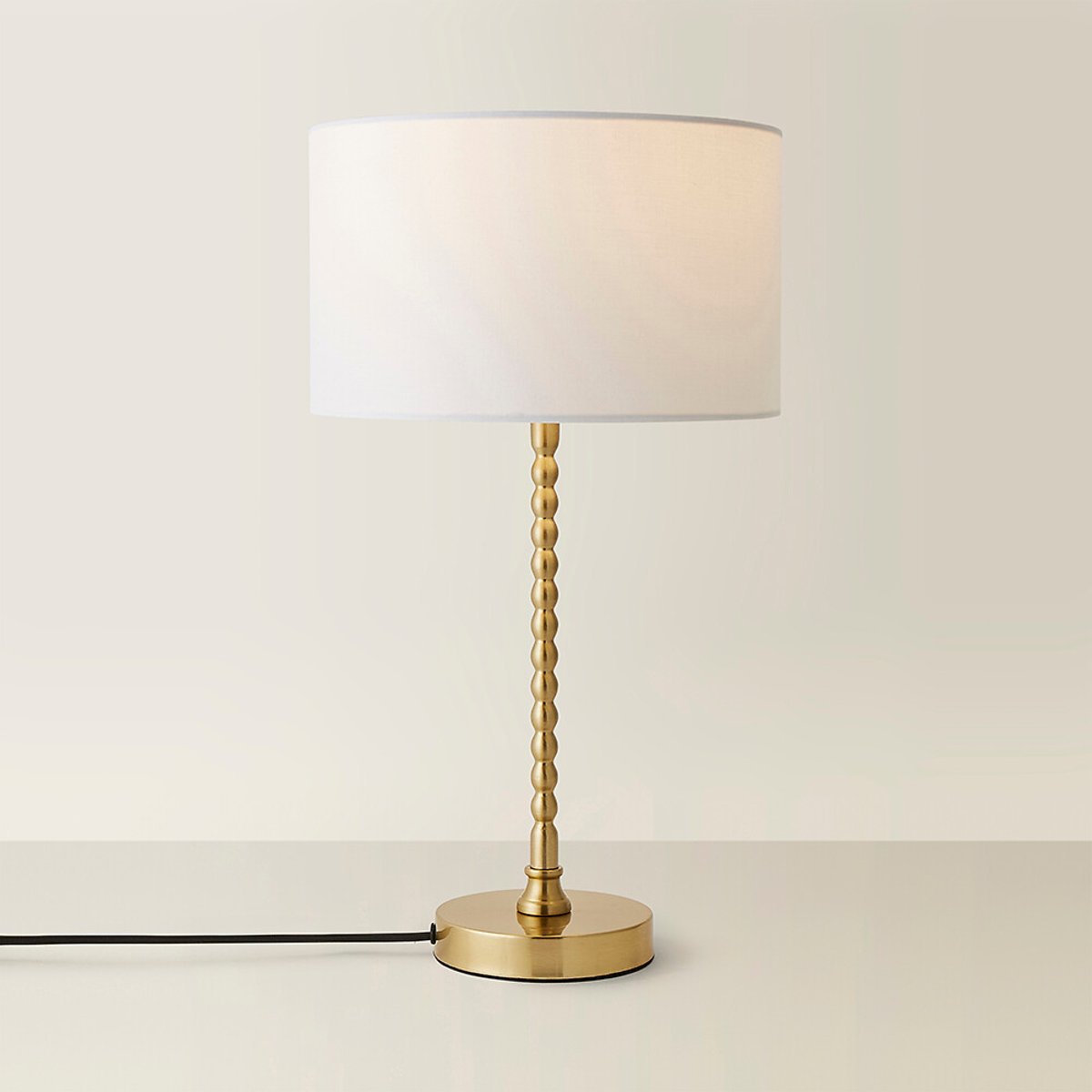 Max Bobble Table Lamp with Fabric Drum Shade in Brushed Gold white, SO'HOME