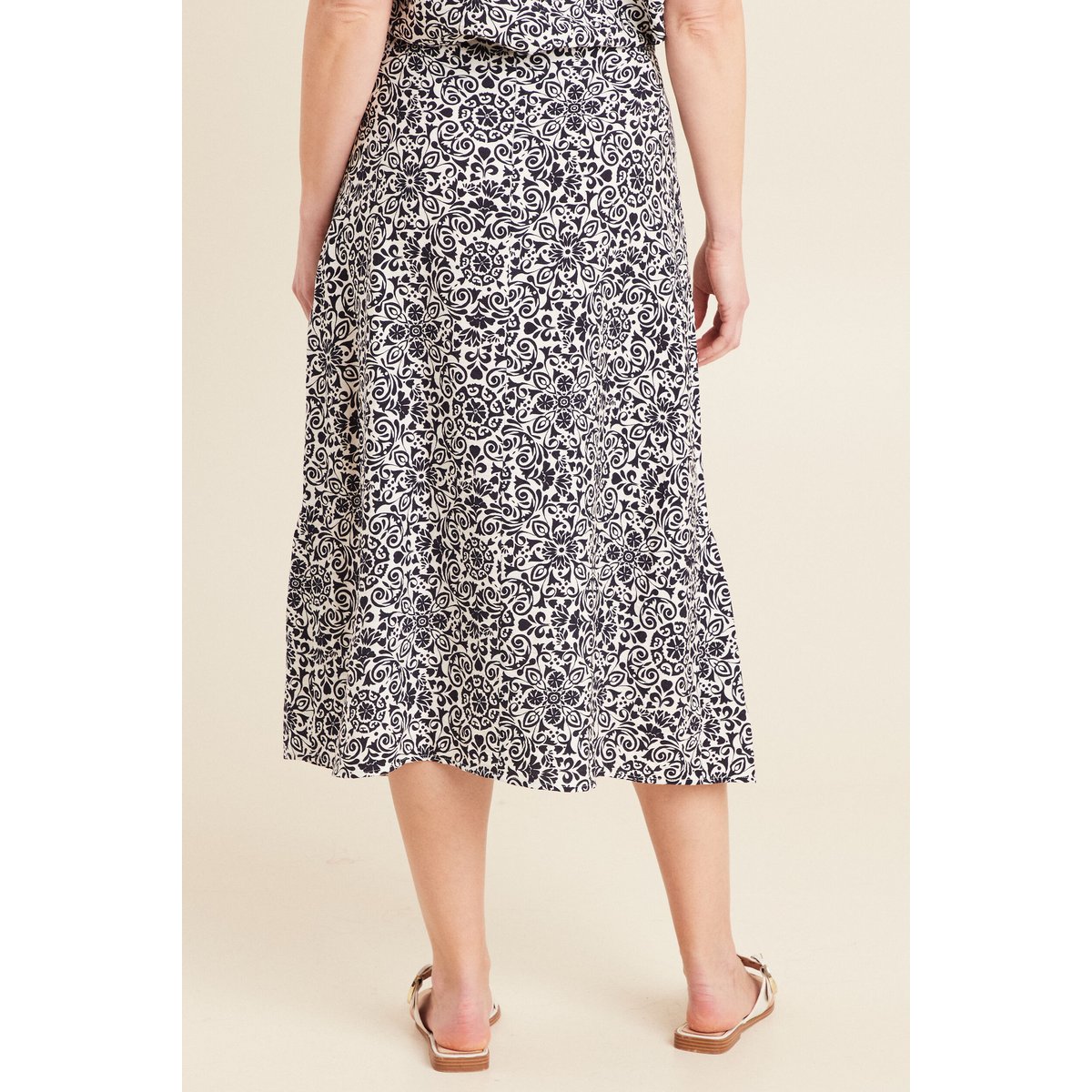 Jupe midi droite satin bleu marine, BREAL