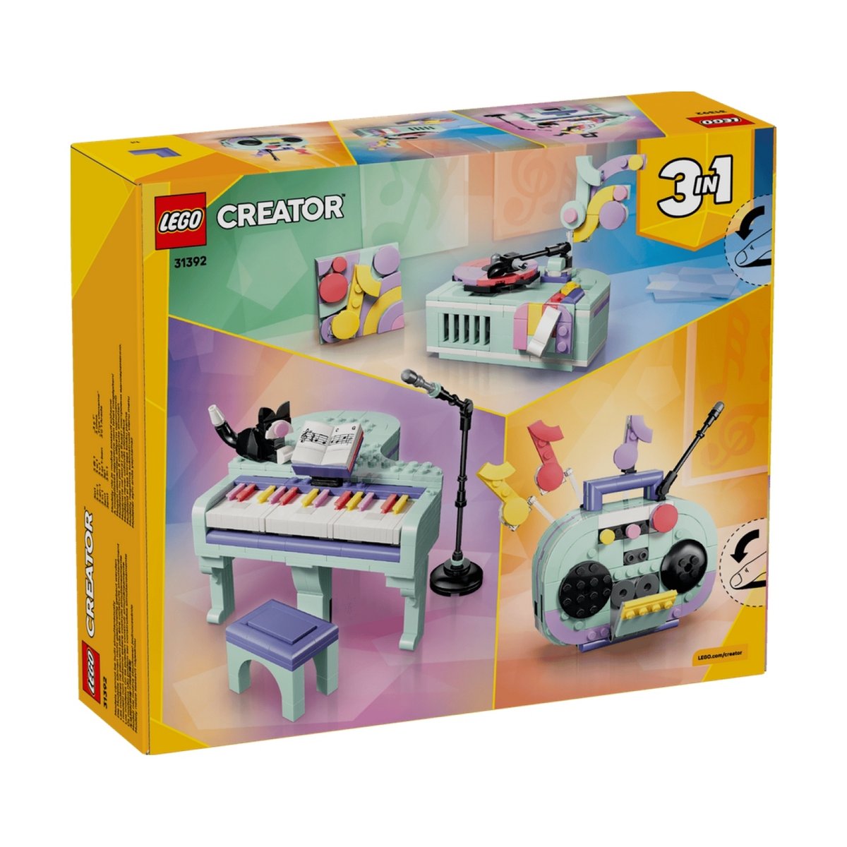 Creator 3 en1 Décoration musicale piano et chat multicolore, LEGO