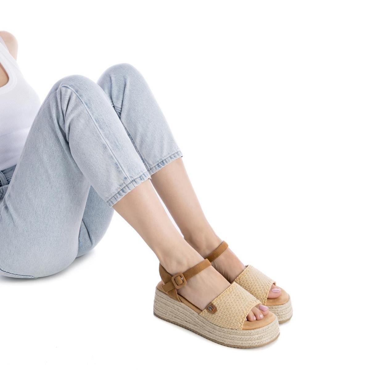 Sandale Coin Décontractée Boucle beige, REFRESH