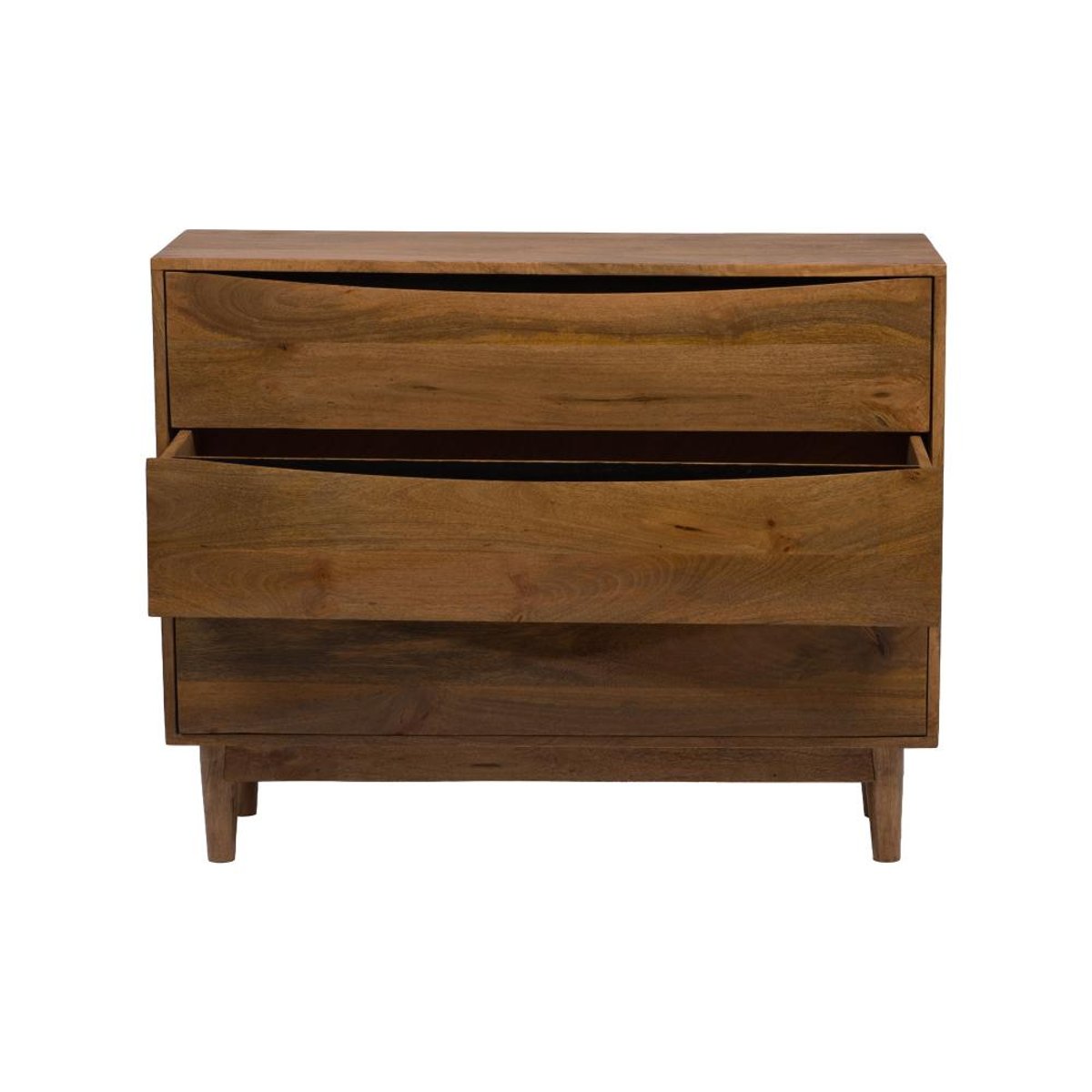 Commode triple en manguier finition noyer L100 cm Gino marron, AMADEUS