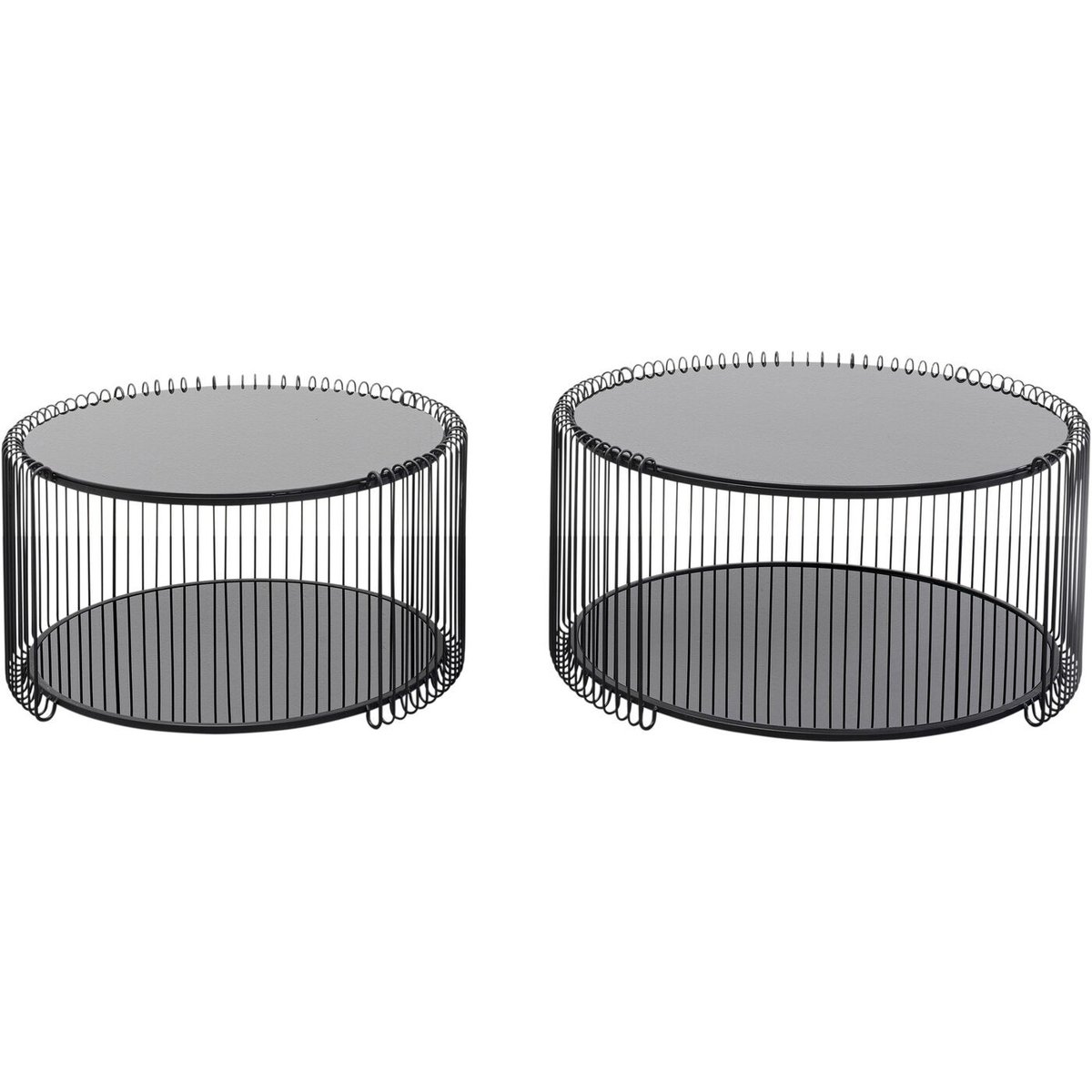 Lot de 2 tables basses double plateau, WIRE noir, KARE DESIGN