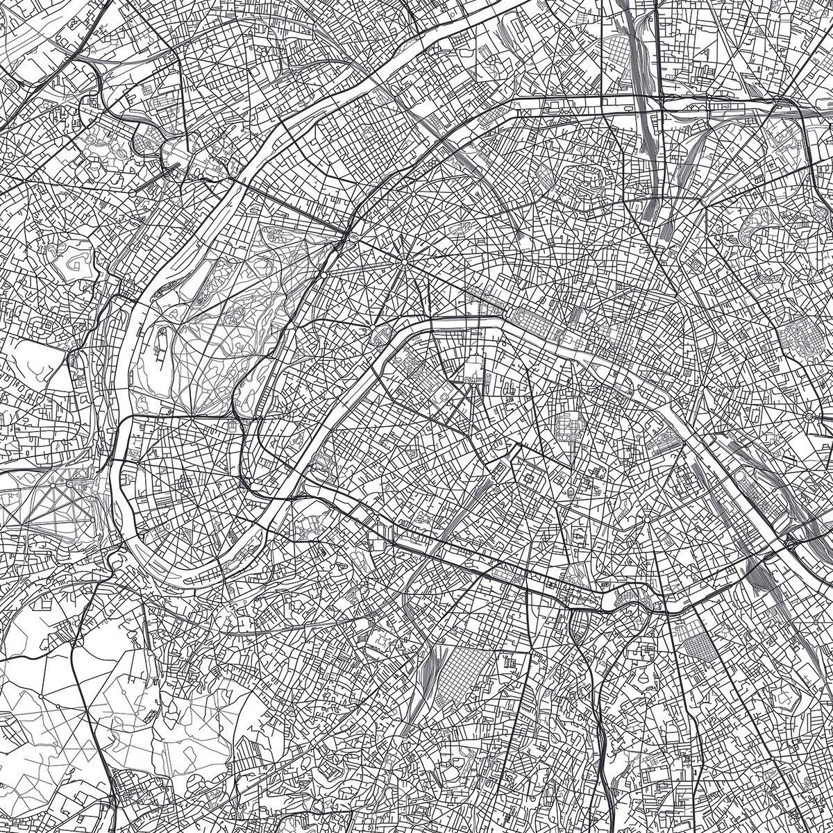Papier peint plan de la ville de Paris intissé, HEXOA