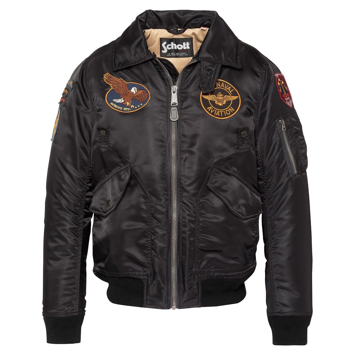 Bomber Army, unisexe, col amovible, AIRSTON noir, SCHOTT