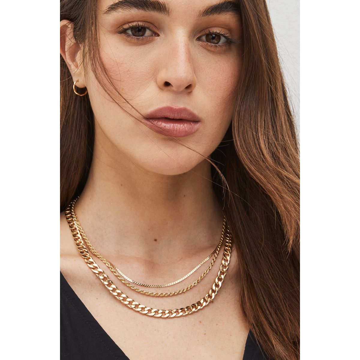 Collier chaîne à trois couches doré, NEXT