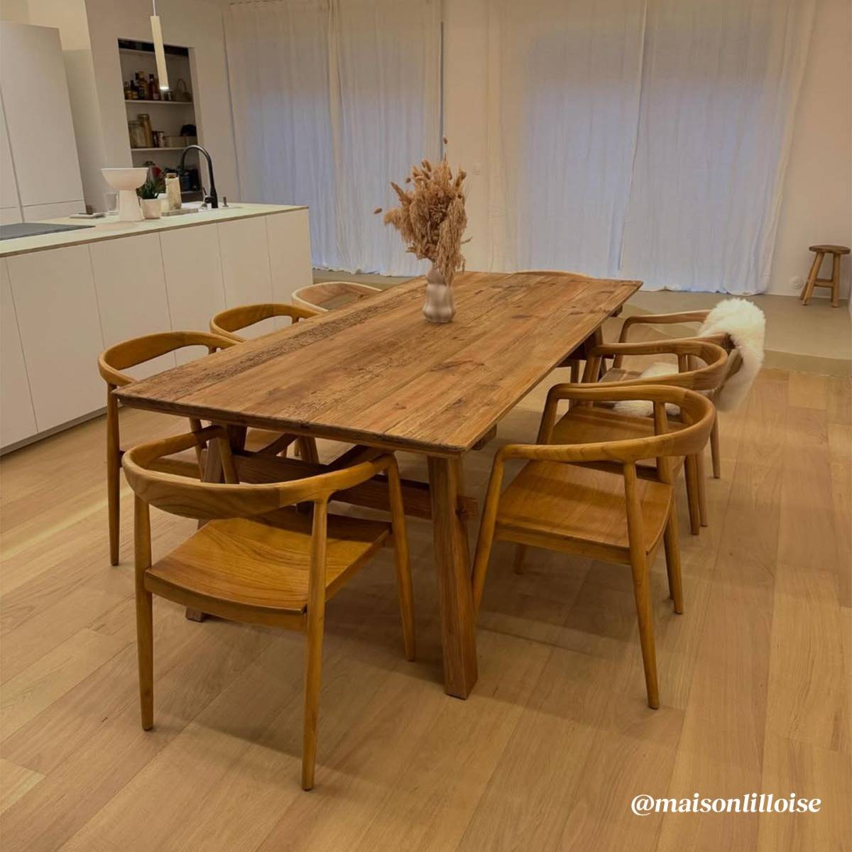 Table à manger en bois de pin BLAISE bois clair, MADE IN MEUBLES 