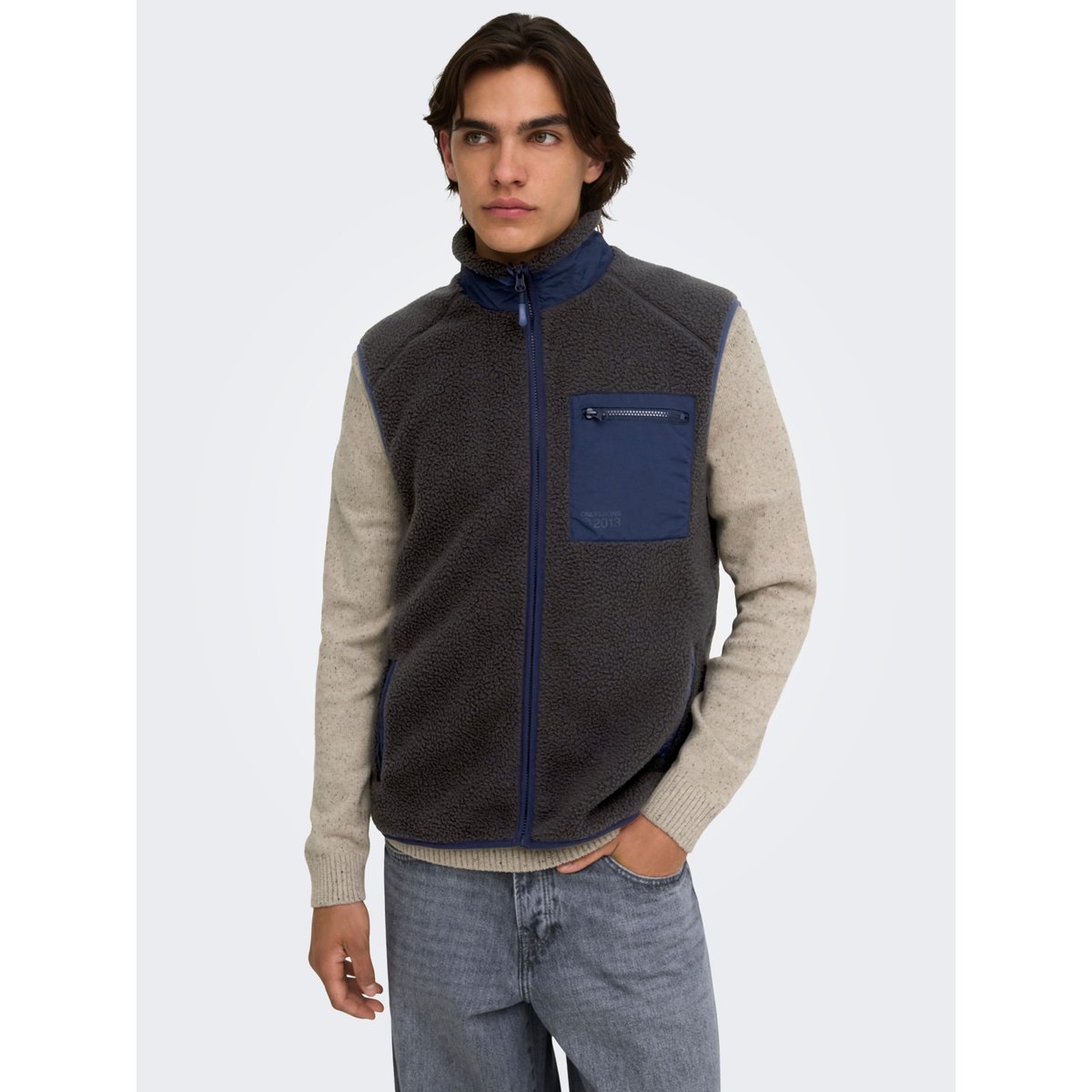 Gilet En Peluche noire - phantom, ONLY & SONS
