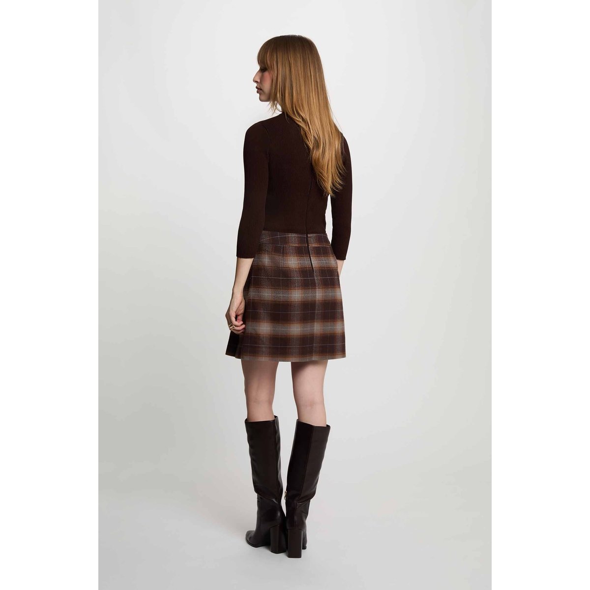 Robe courte col montant multicolore, MORGAN