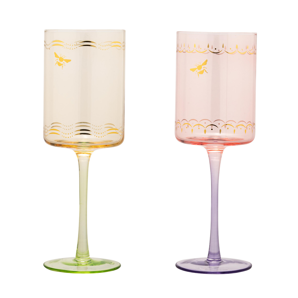 Set of 2 Bee Wine Glasses multi-coloured, YVONNE ELLEN