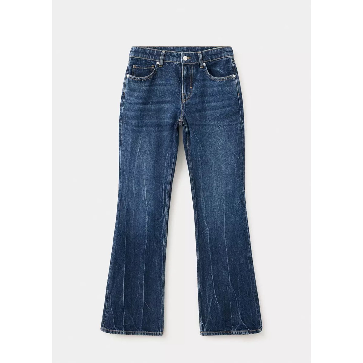 Jeans flare taille basse bleu foncé, MANGO