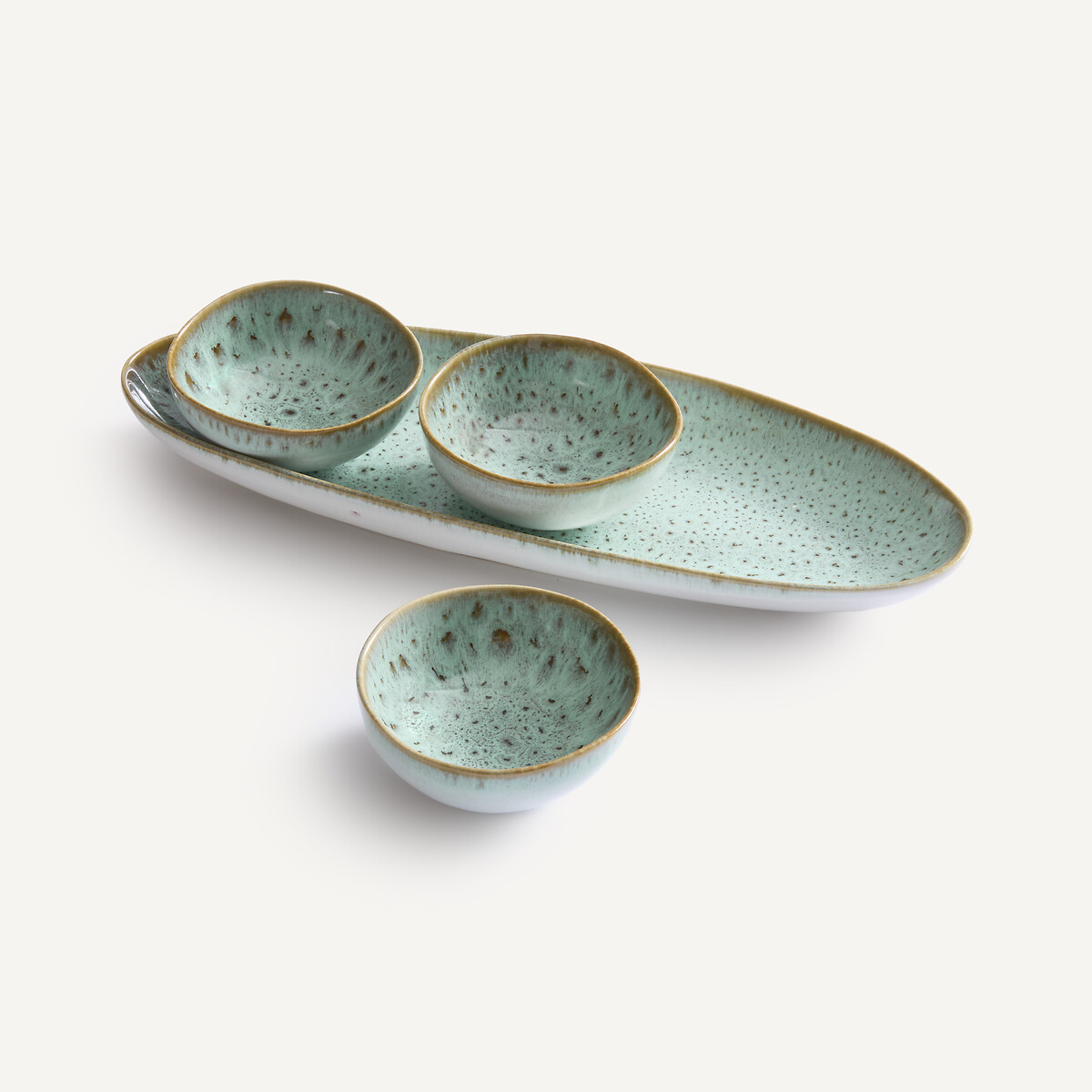 Fara Glazed Stoneware Aperitif Set with Bowls khaki/blue, AM.PM