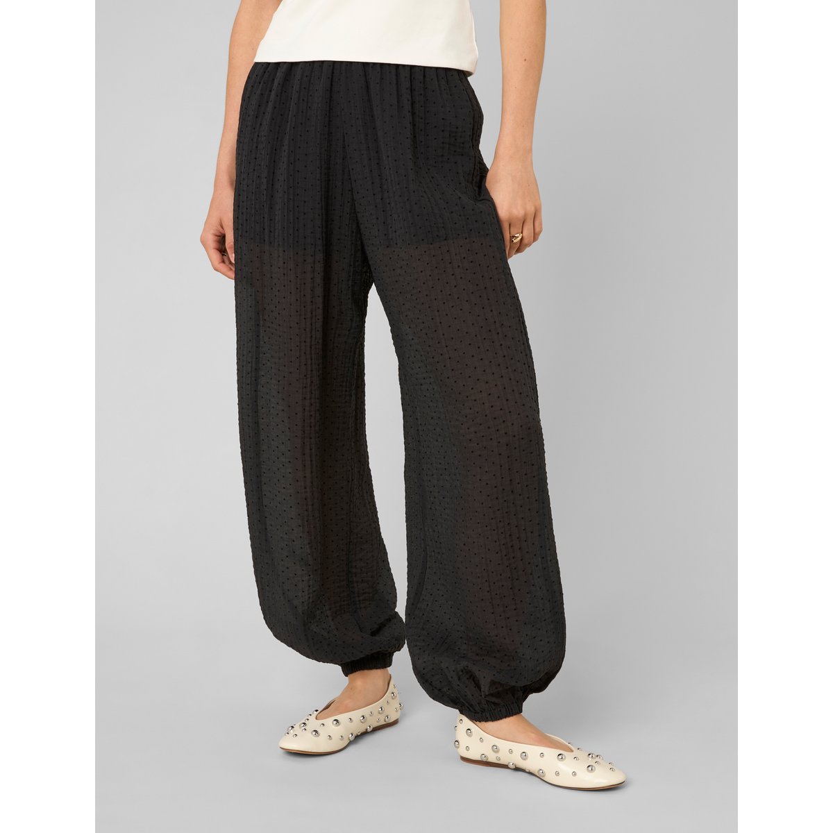 Pantalon bouffant plumetis noir, BZB