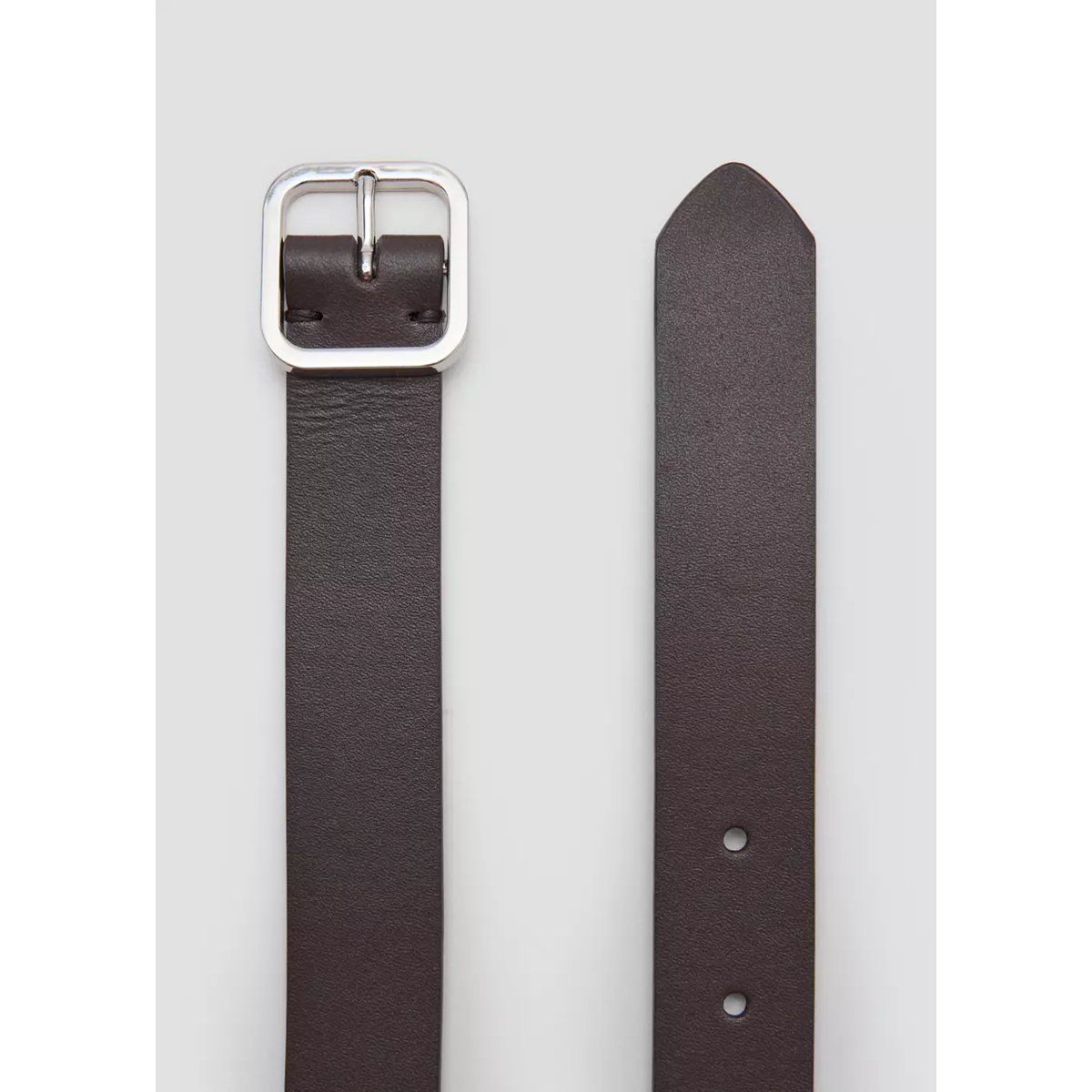Ceinture en cuir fermeture métallique chocolat, MANGO MAN