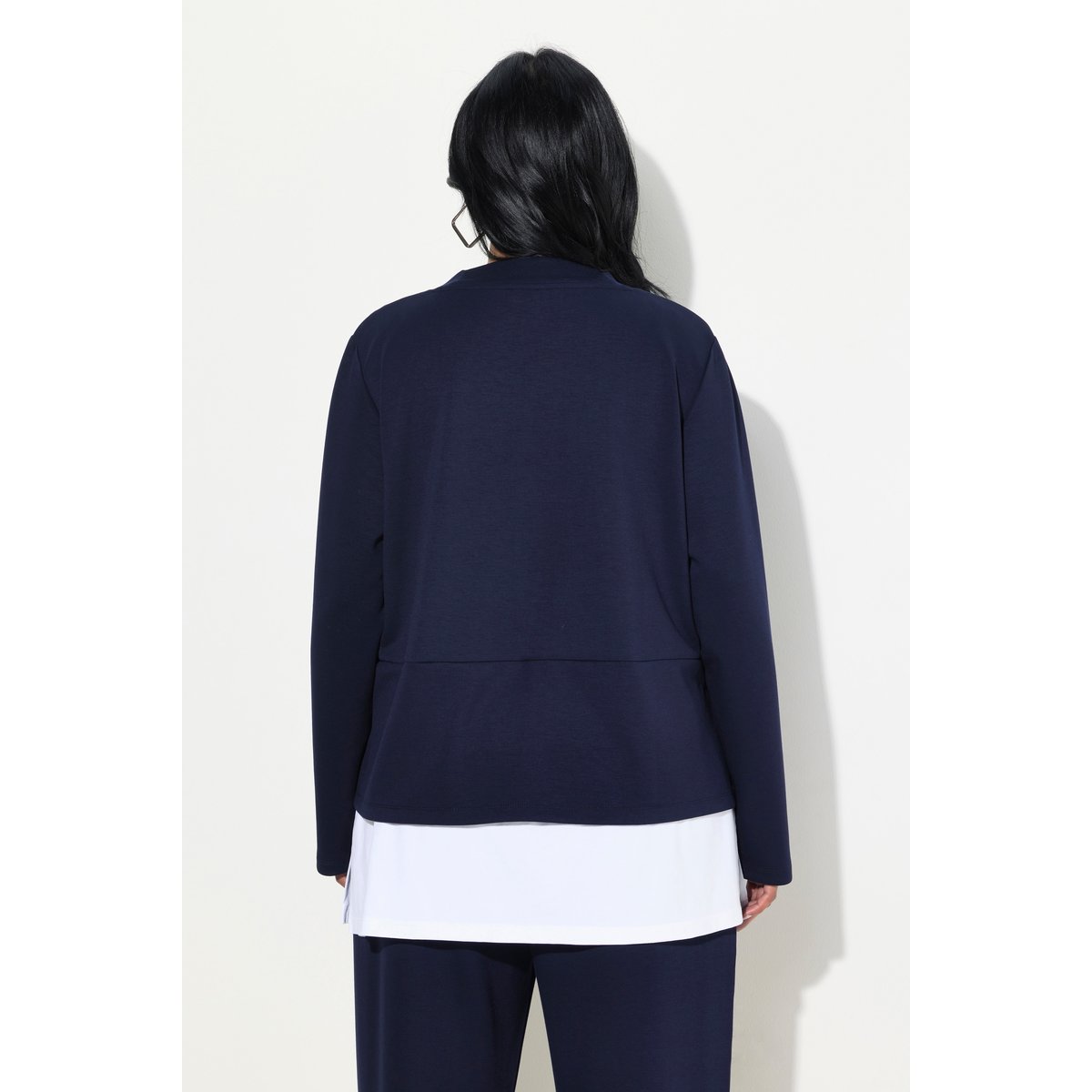 Sweat-shirt, col en V et manches longues marine, ULLA POPKEN