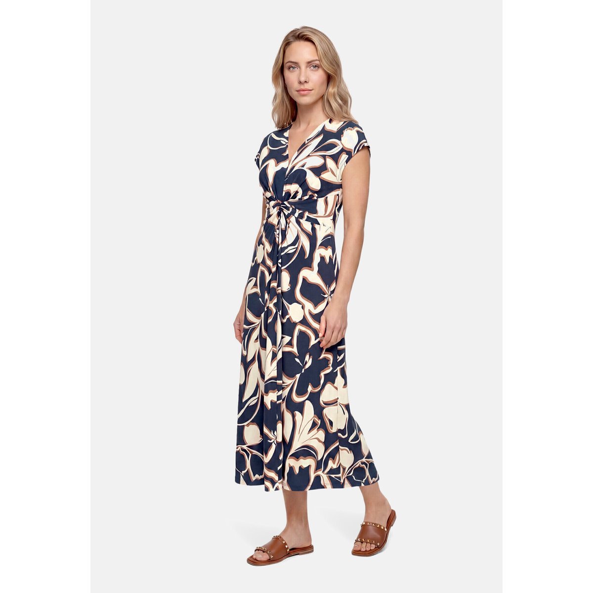 Robe longueur midi à fronce dark blue/brown, BETTY BARCLAY