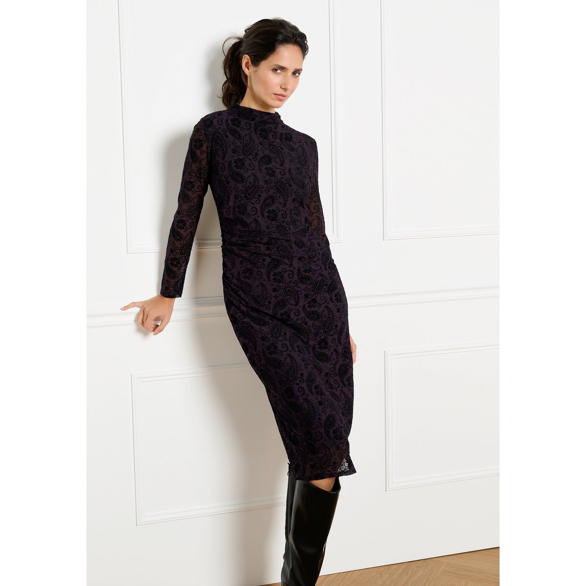 Robe en résille motif cachemire purple, LOLALIZA
