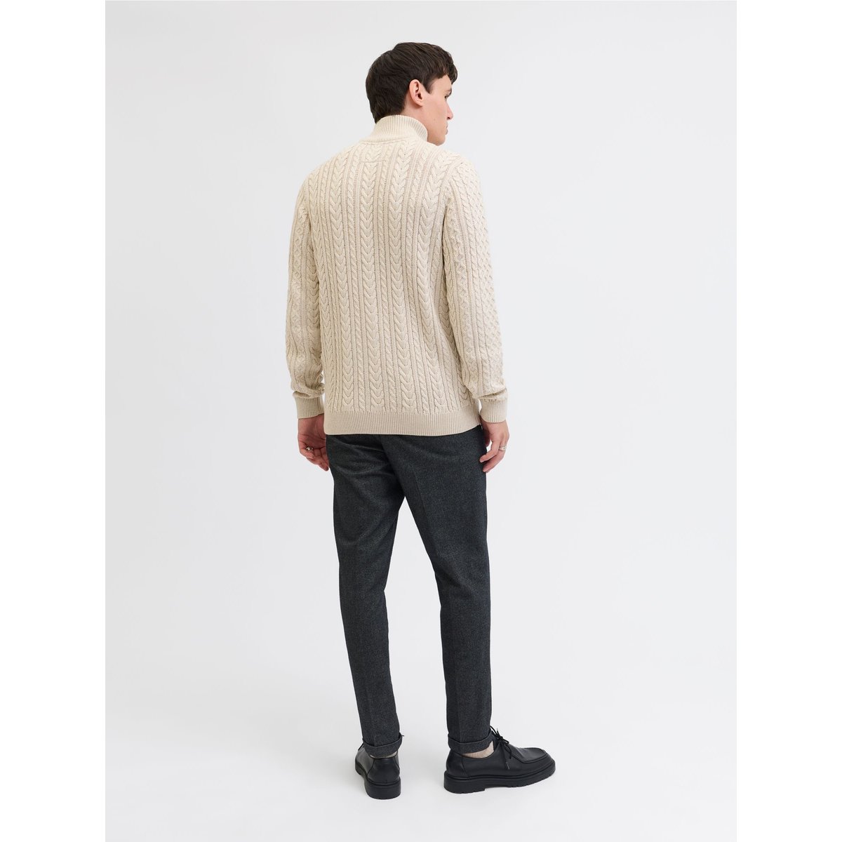 Sweat À Mi-Fermeture Éclair grise - silver lining 1, JACK & JONES