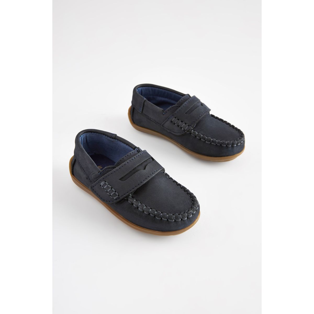 Mocassins avec fermeture scratch bleu marine, NEXT