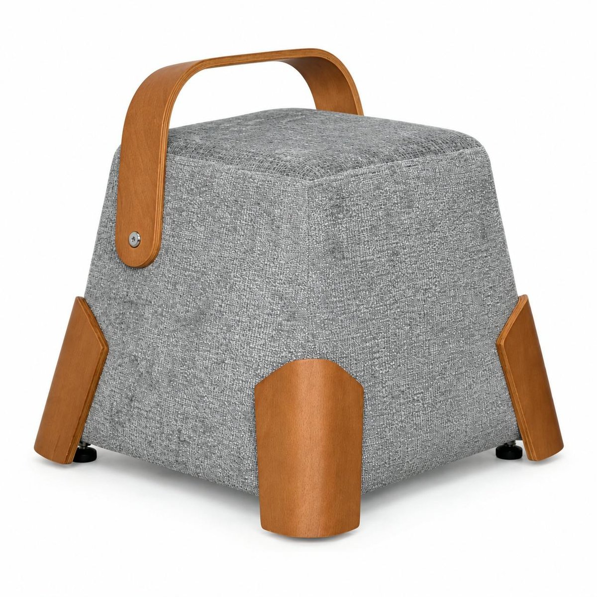 Pouf en tissu avec poignée IENA gris, PIER IMPORT