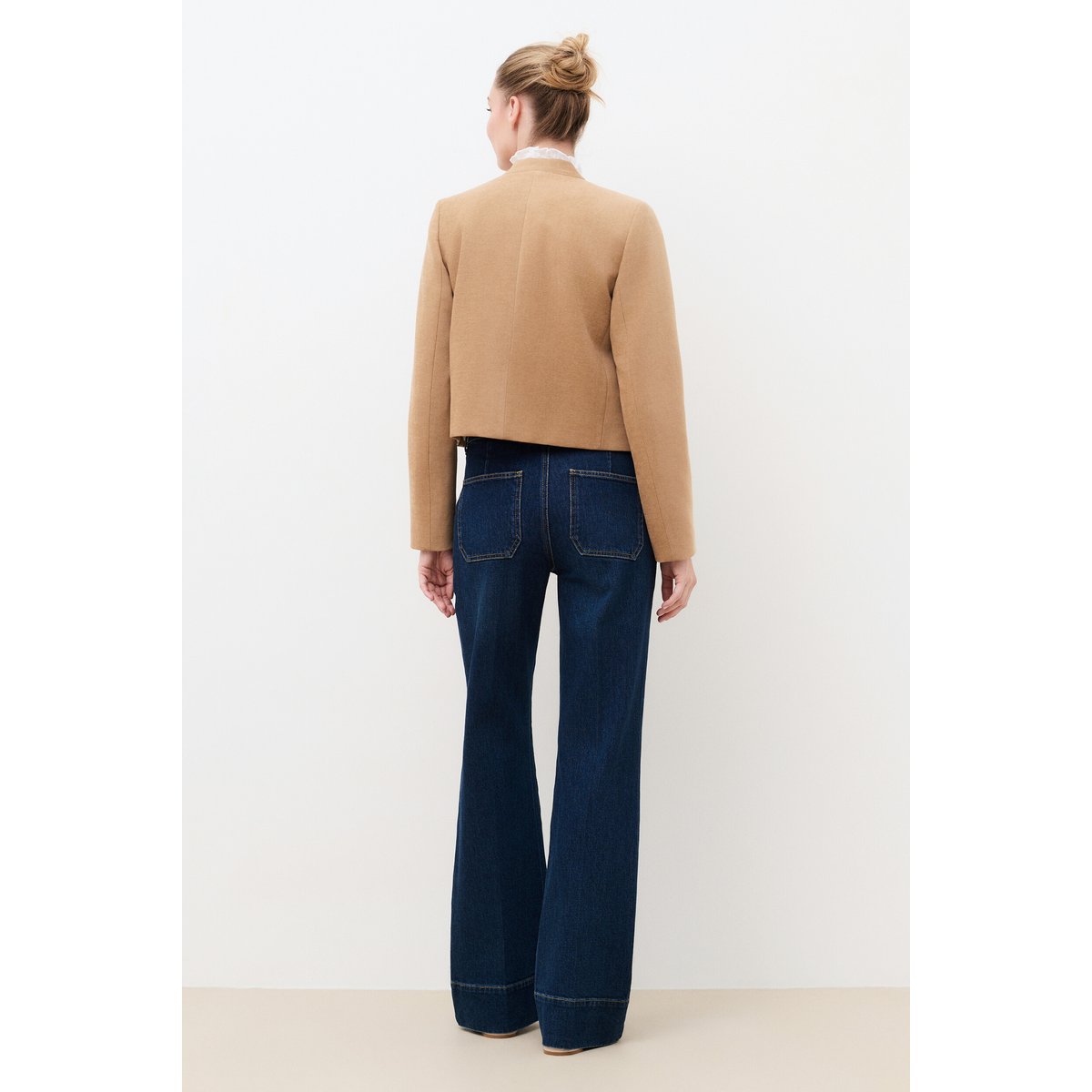 Veste droite col rond VJOSEPHINE marron clair, CAROLL
