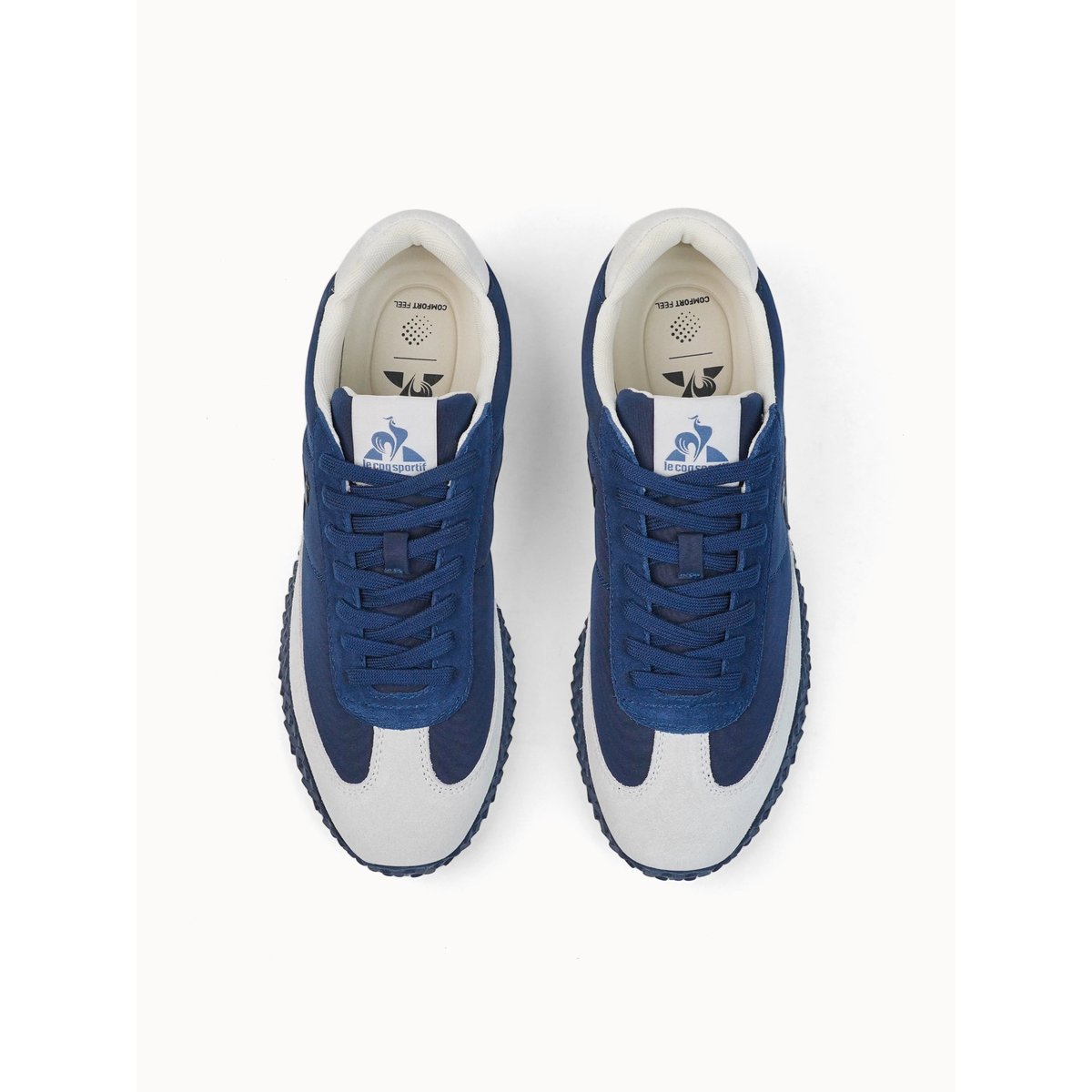 Sneakers retro-running en textile et suede Veloce dress blue/ vaporous gray, LE COQ SPORTIF
