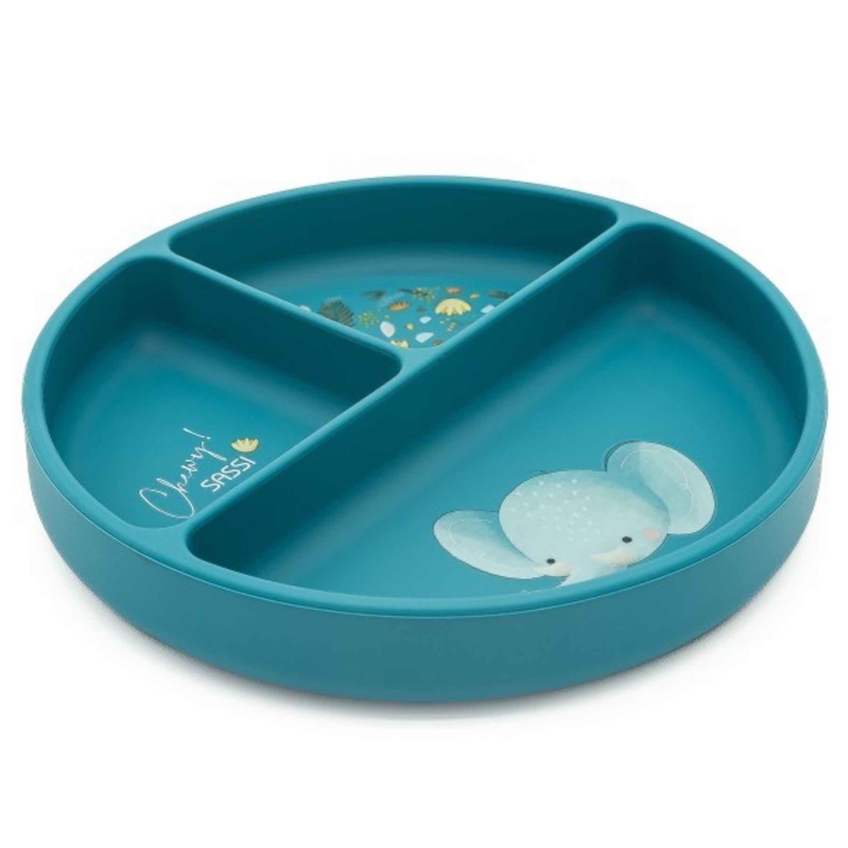Assiette compartimentée en silicone avec ventouse ANIMAUX ANIMAUX bleu, SASSI JUNIOR