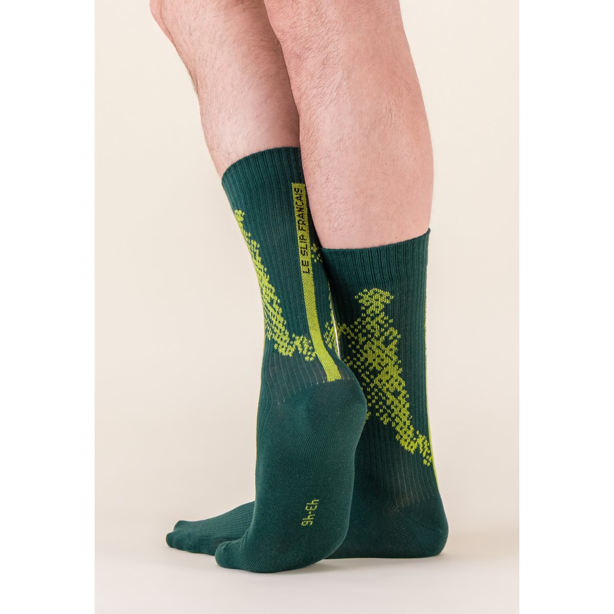 Lot de 2 chaussettes mi-hautes en coton Wilfried laser blanc jaune anis joueur vert fo, LE SLIP FRANCAIS