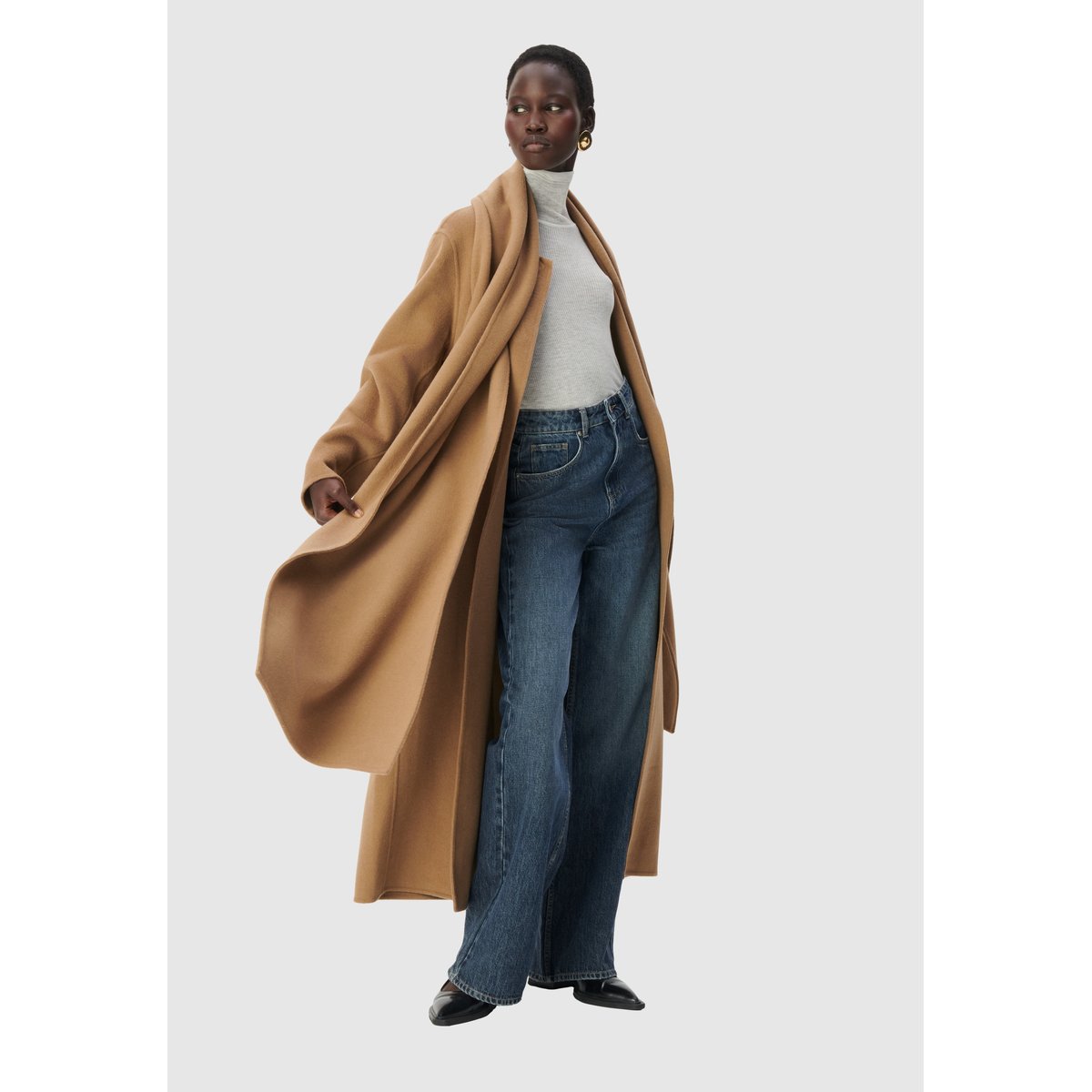 Manteau long avec longues écharpes marron, IKKS