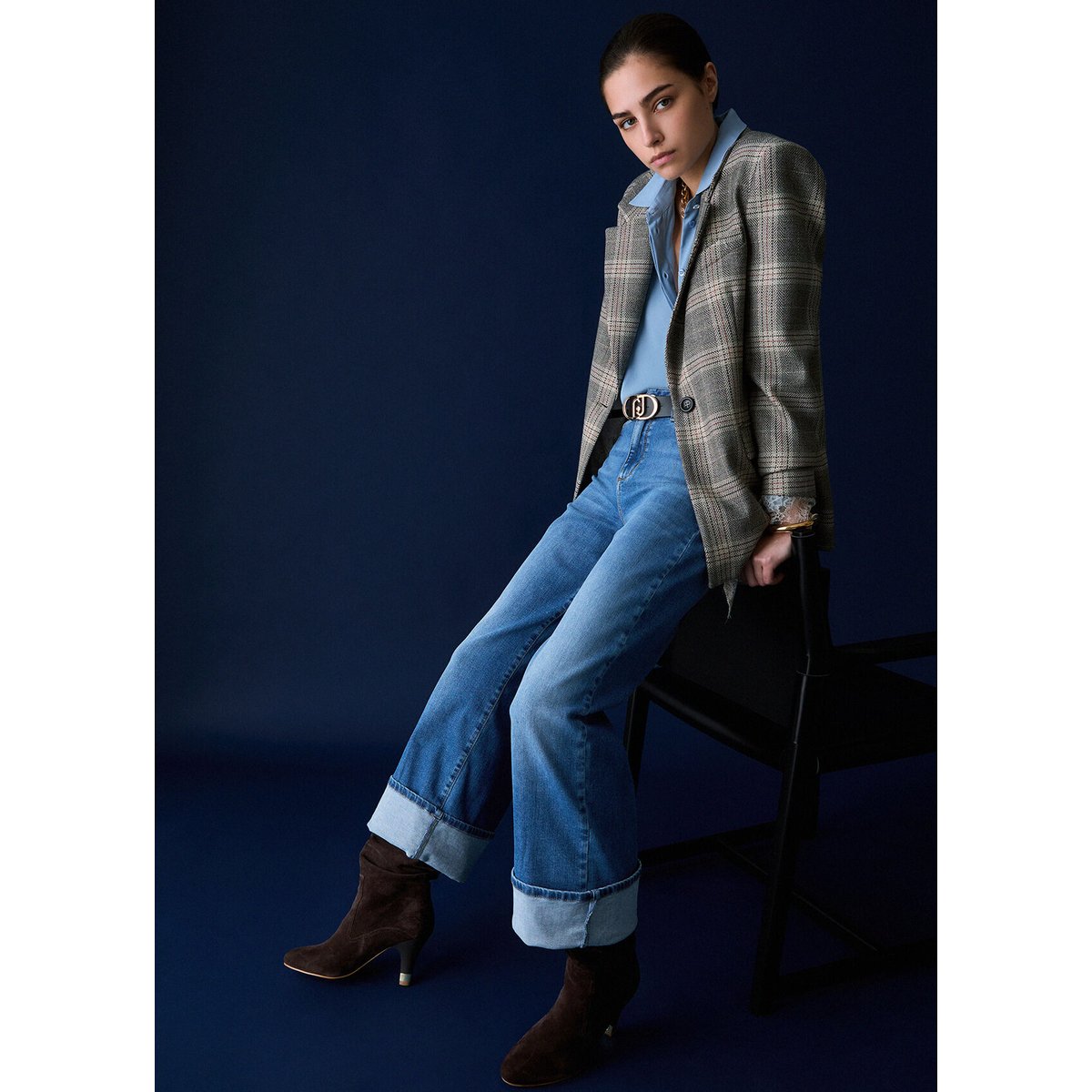Jean flare taille haute denim bleu, LIU JO
