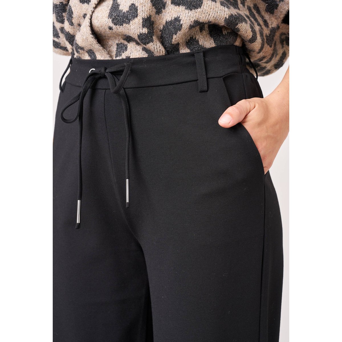 Pantalon large femme en maille interlock NOA black, DEELUXE