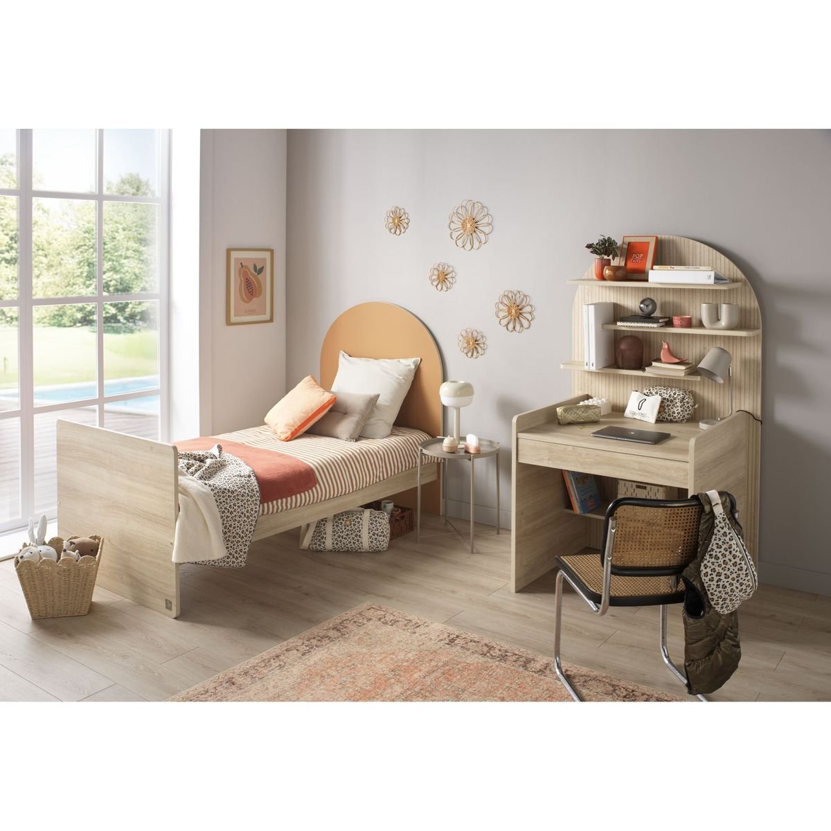 Bureau enfant - décor bois chêne sépia forme arche - ARCHE marron, SAUTHON