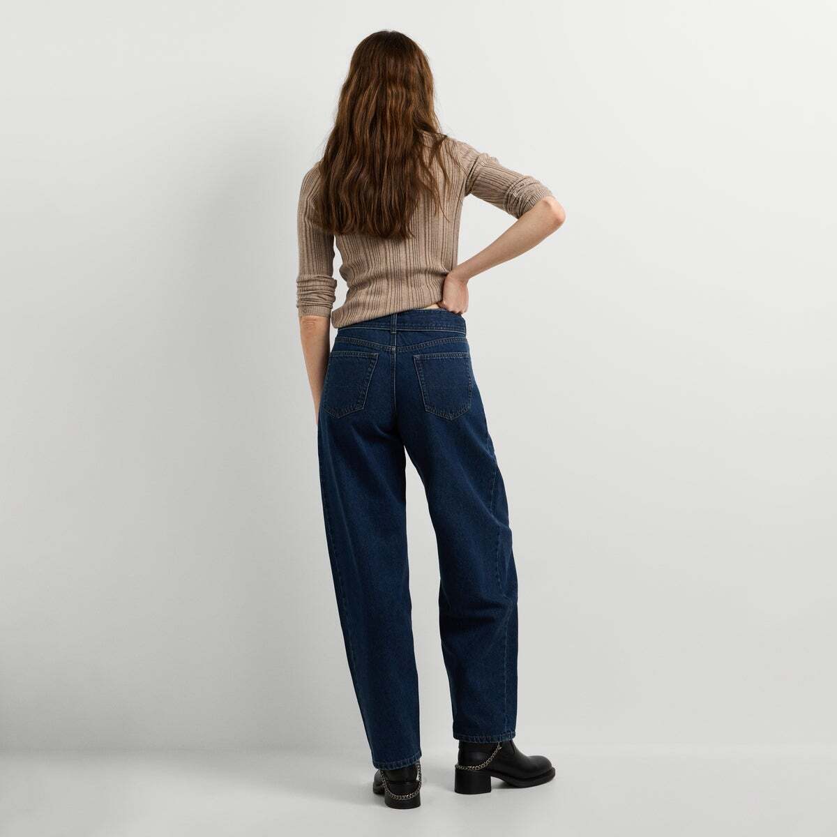 Bow - Jean Coupe Large, Taille Moyenne 11oz rigide bleu foncé denim, PEPE JEANS