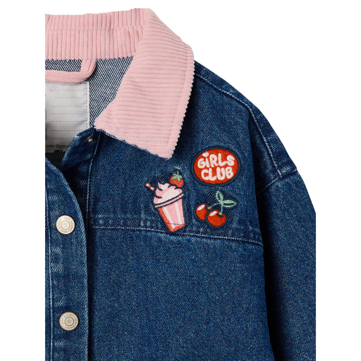 Veste denim col velours bleu moyen, VERTBAUDET