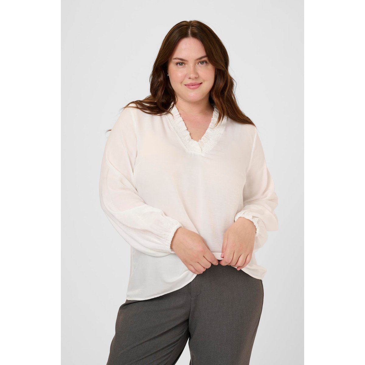 Blouse à manches longues blanc chalk, KAFFE CURVE