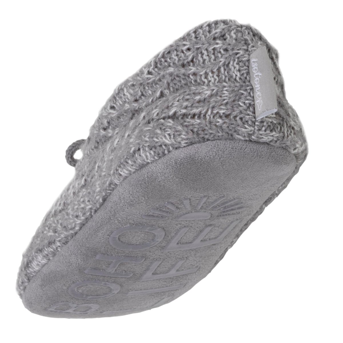 Chaussettes d'intérieur maille torsadée, picots antidérapants gris, ISOTONER